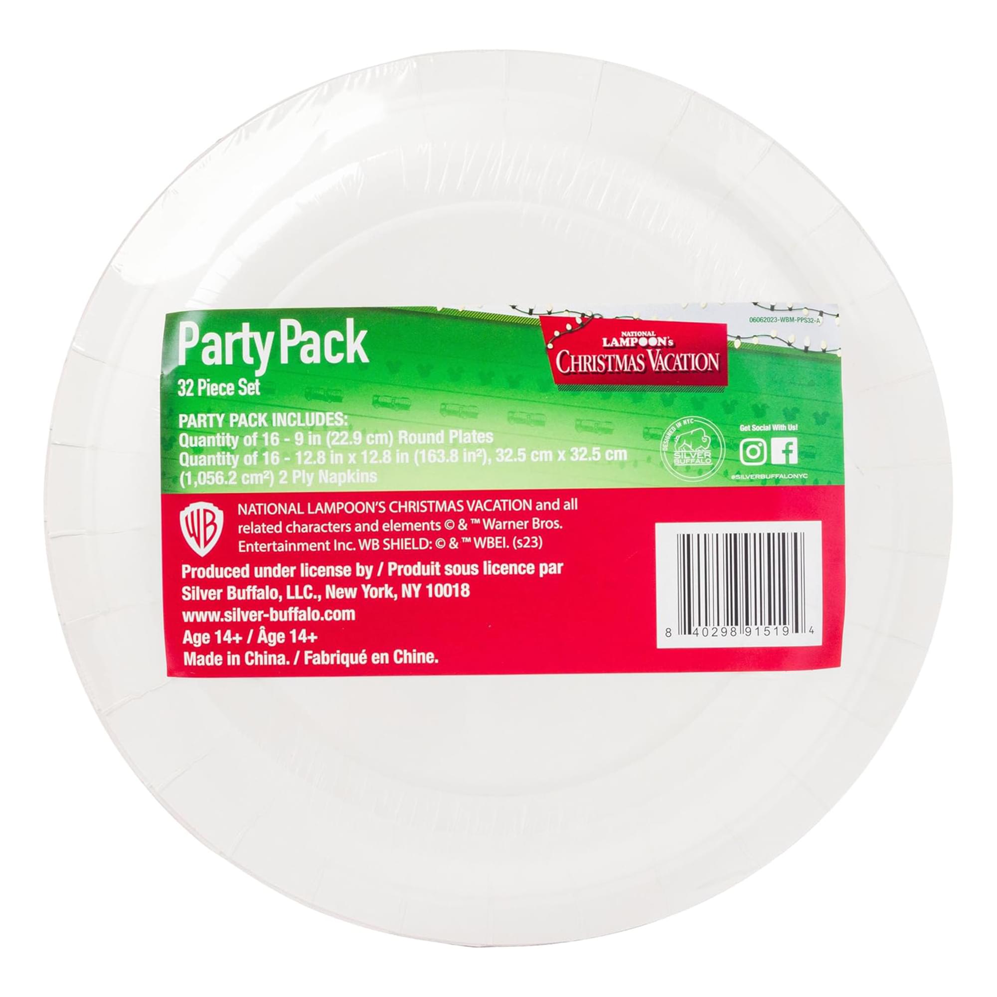 National Lampoon's Christmas Vacation 32 Count Paper Napkin and Plate Party Pack
