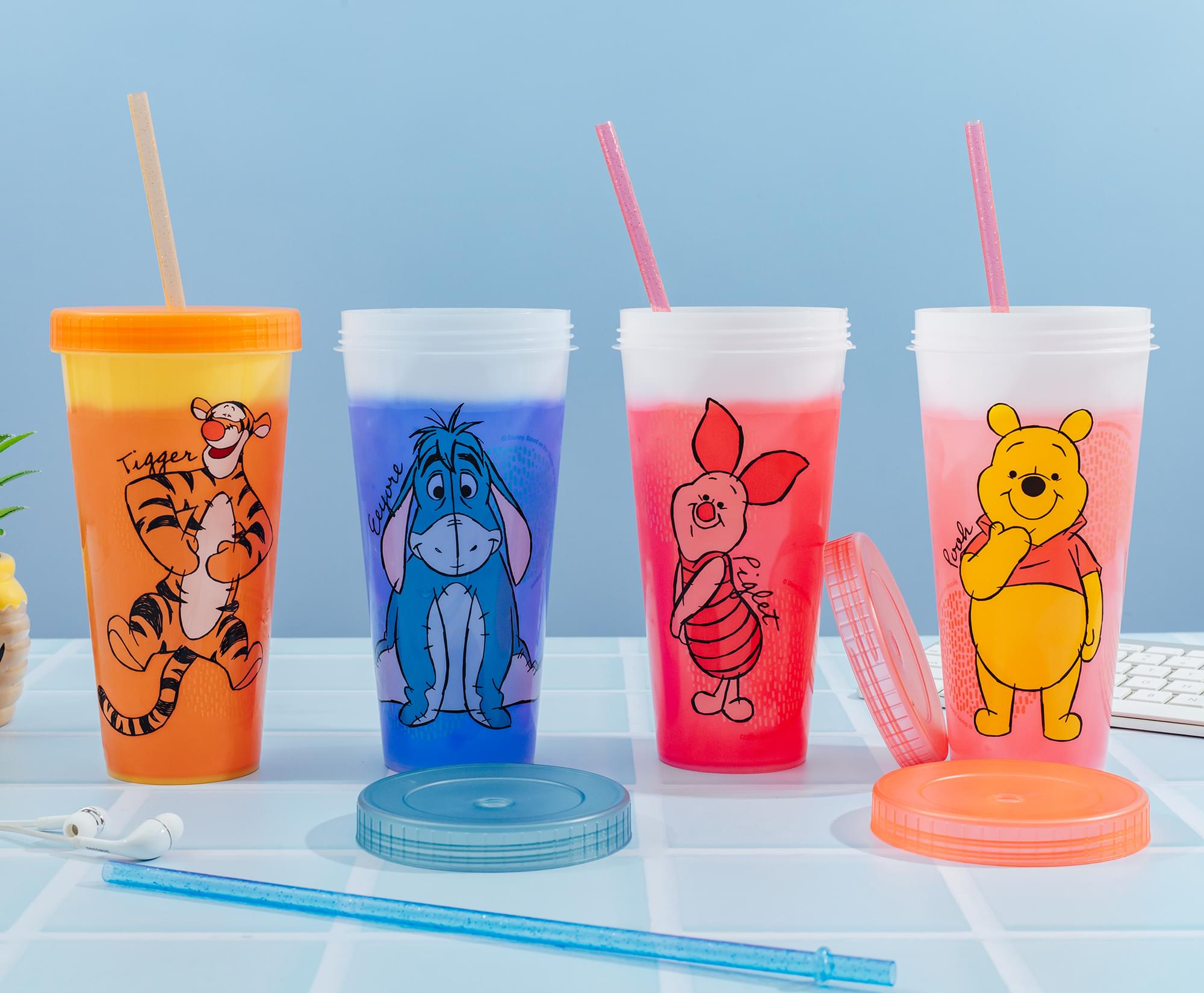 Disney Winnie The Pooh 4-Piece Color-Changing Tumbler Set | Each Holds 24 Ounces