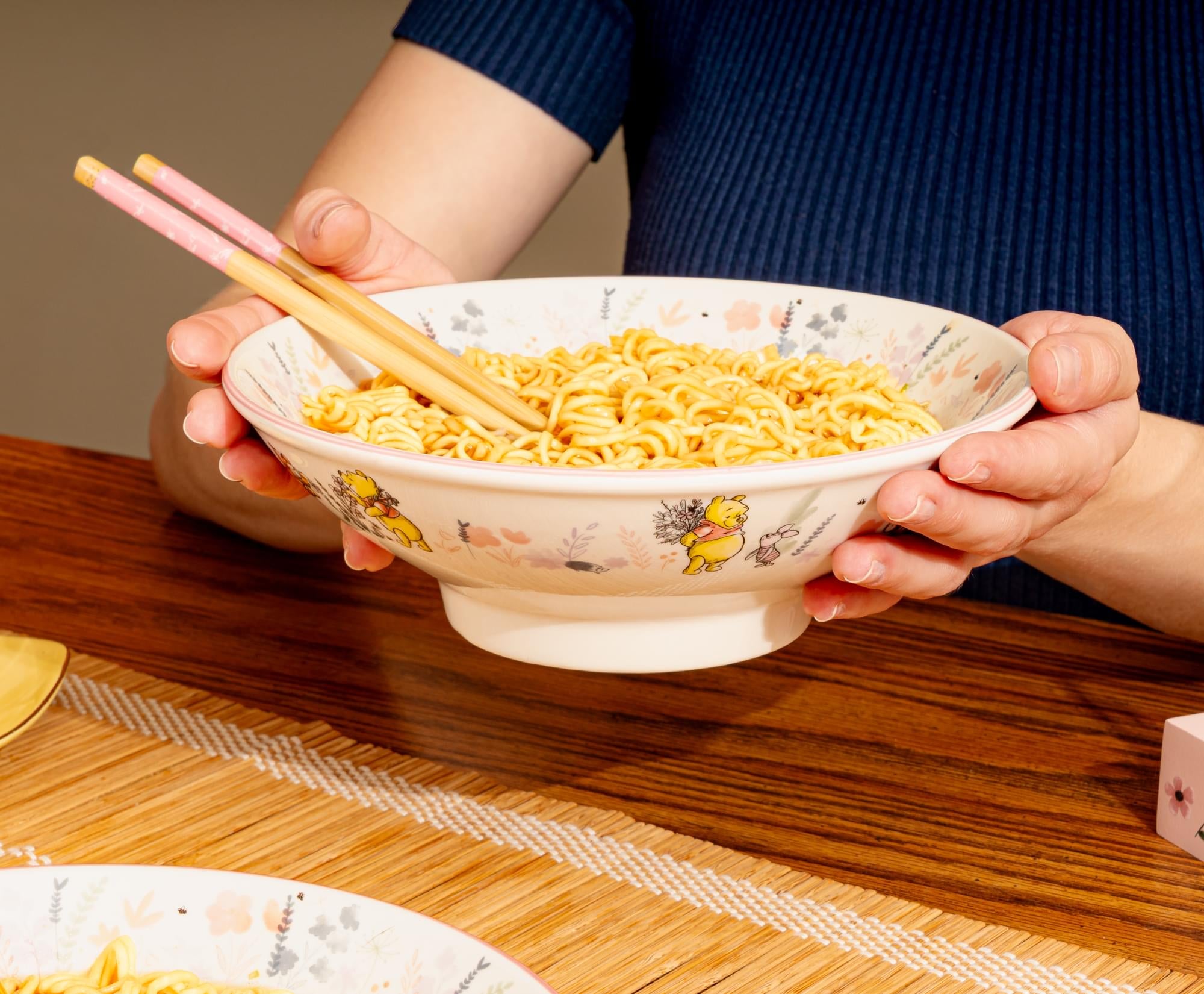Disney Winnie The Pooh Mornings 30-Ounce Ceramic Ramen Bowls With Chopsticks | Set Of 2