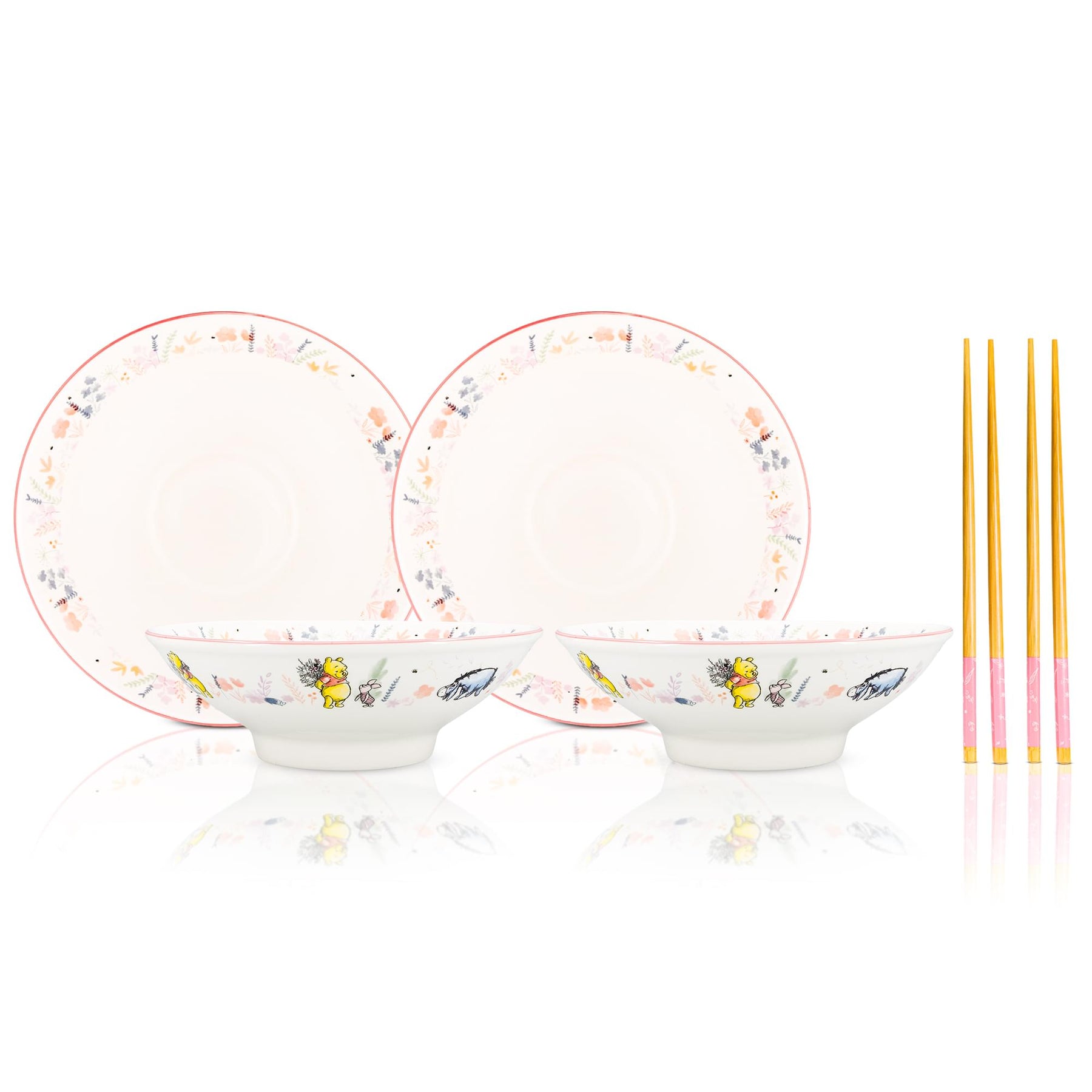 Disney Winnie The Pooh Mornings 30-Ounce Ceramic Ramen Bowls With Chopsticks | Set Of 2