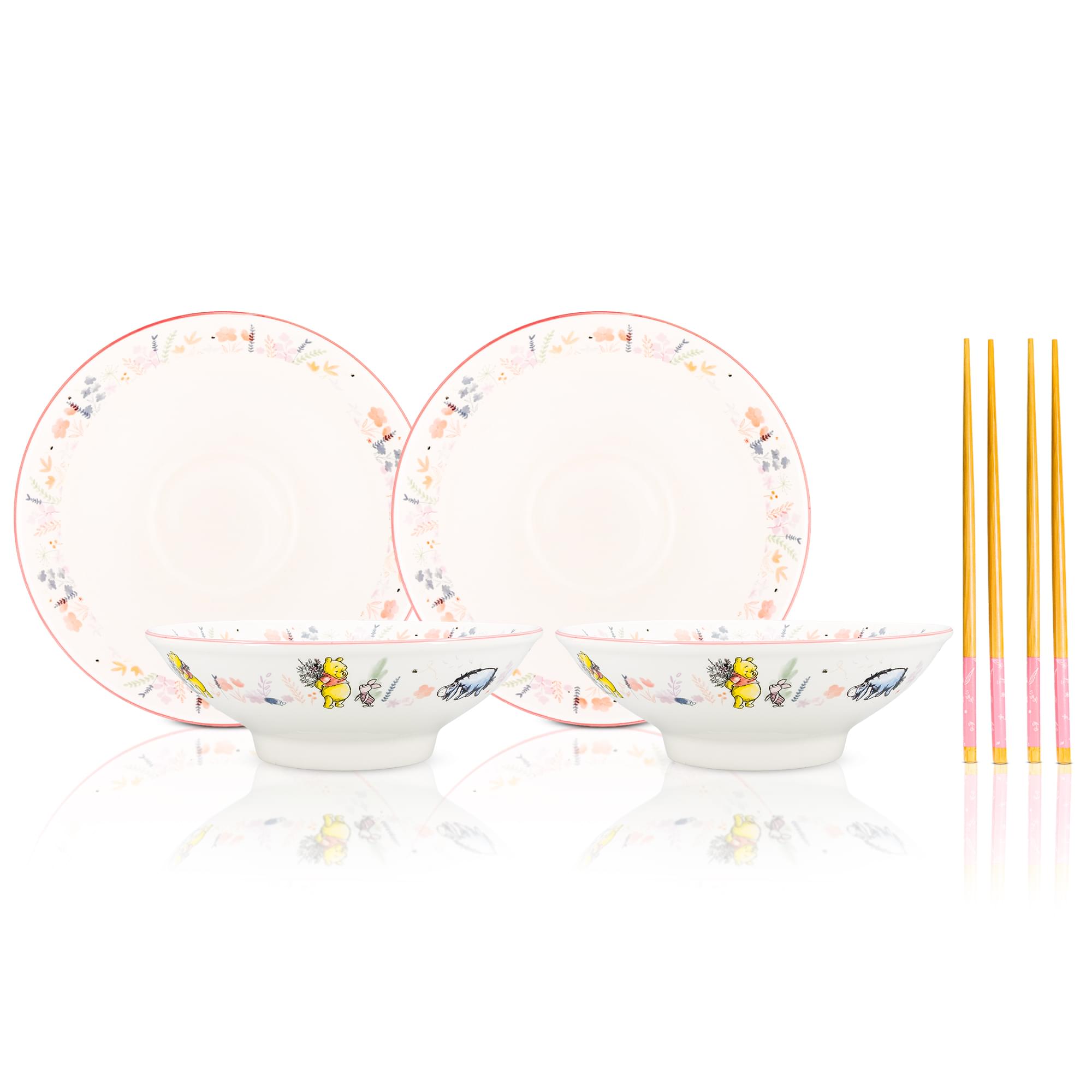 Disney Winnie The Pooh Mornings 30-Ounce Ceramic Ramen Bowls With Chopsticks | Set Of 2