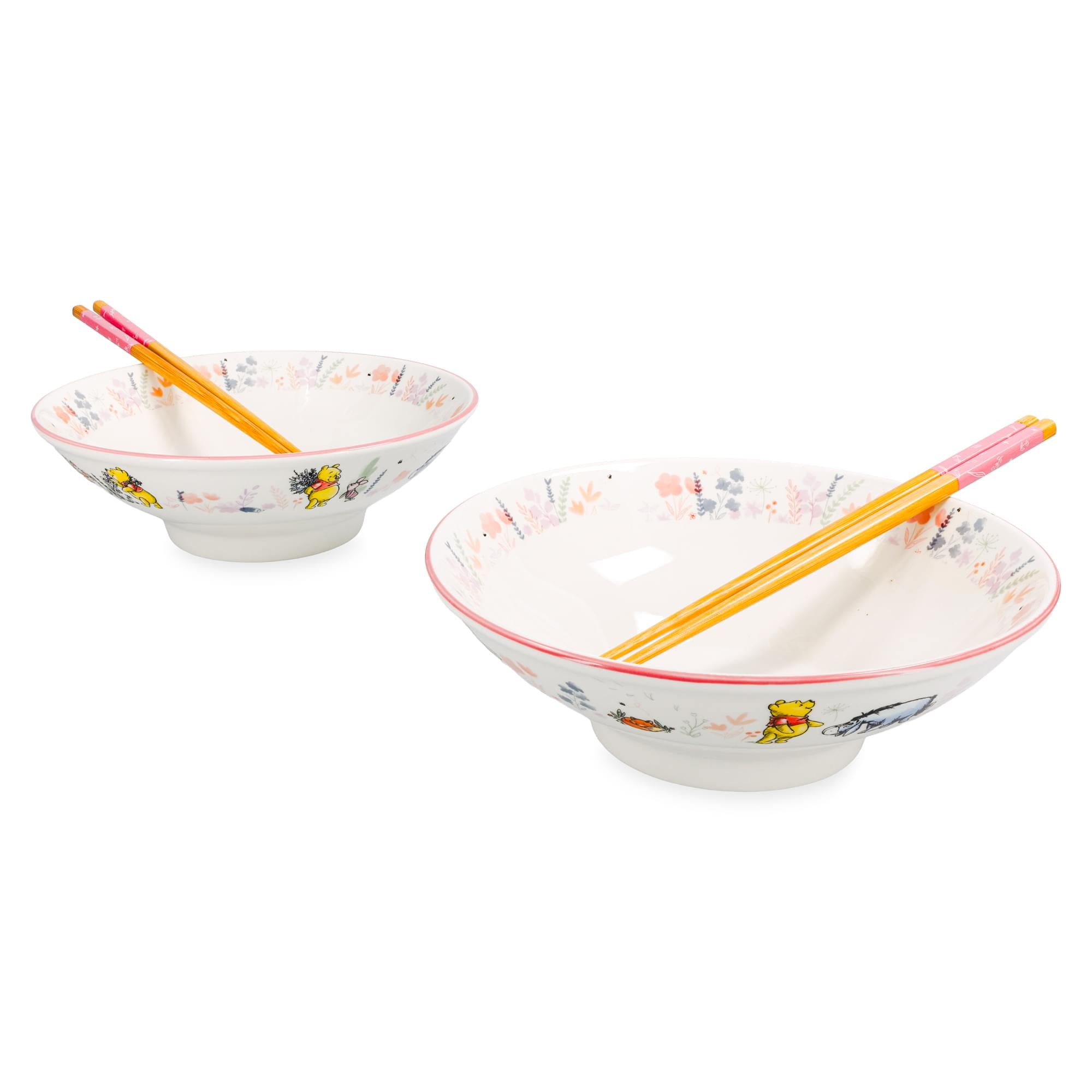Disney Winnie The Pooh Mornings 30-Ounce Ceramic Ramen Bowls With Chopsticks | Set Of 2
