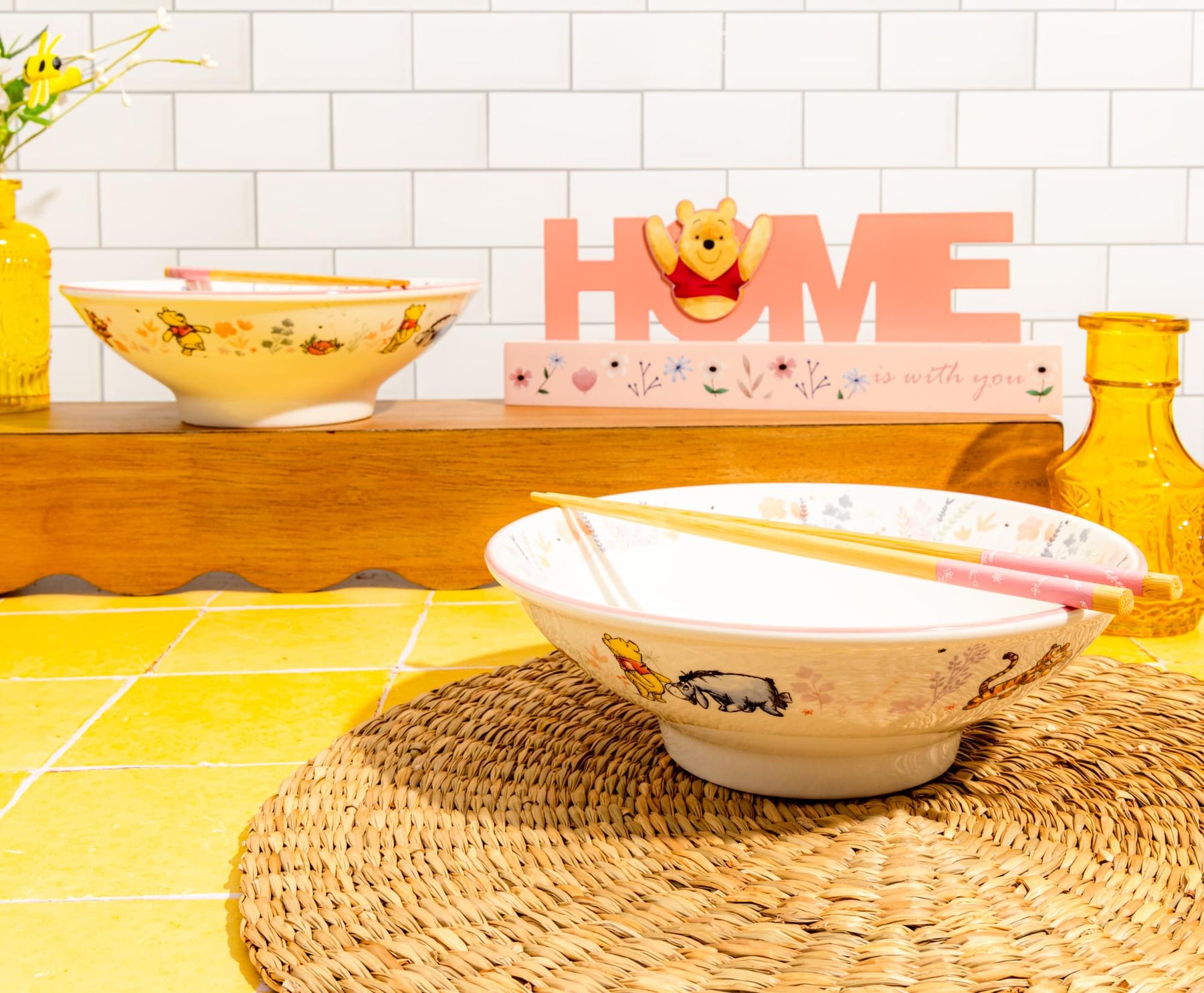 Disney Winnie The Pooh Mornings 30-Ounce Ceramic Ramen Bowls With Chopsticks | Set Of 2