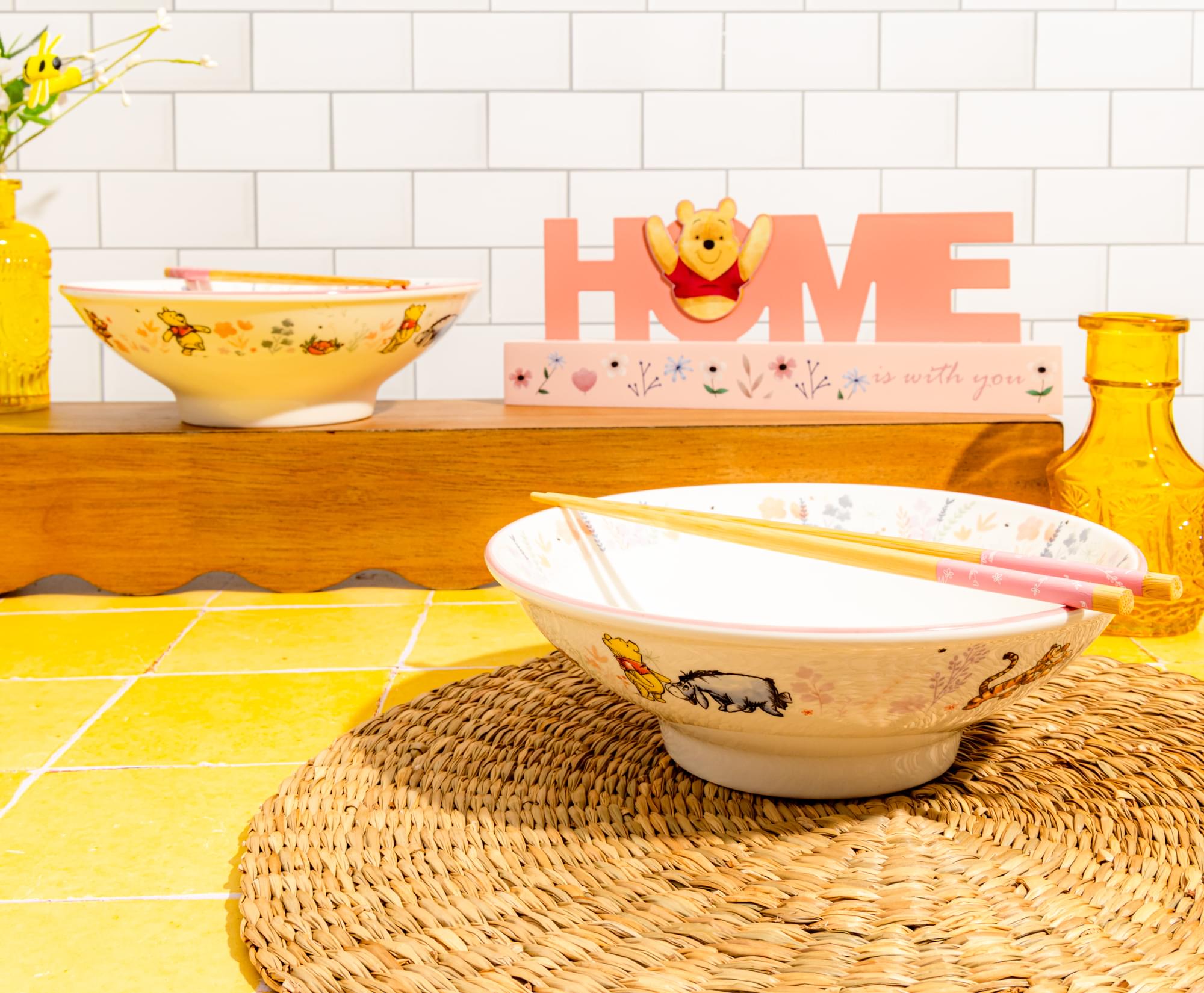 Disney Winnie The Pooh Mornings 30-Ounce Ceramic Ramen Bowls With Chopsticks | Set Of 2