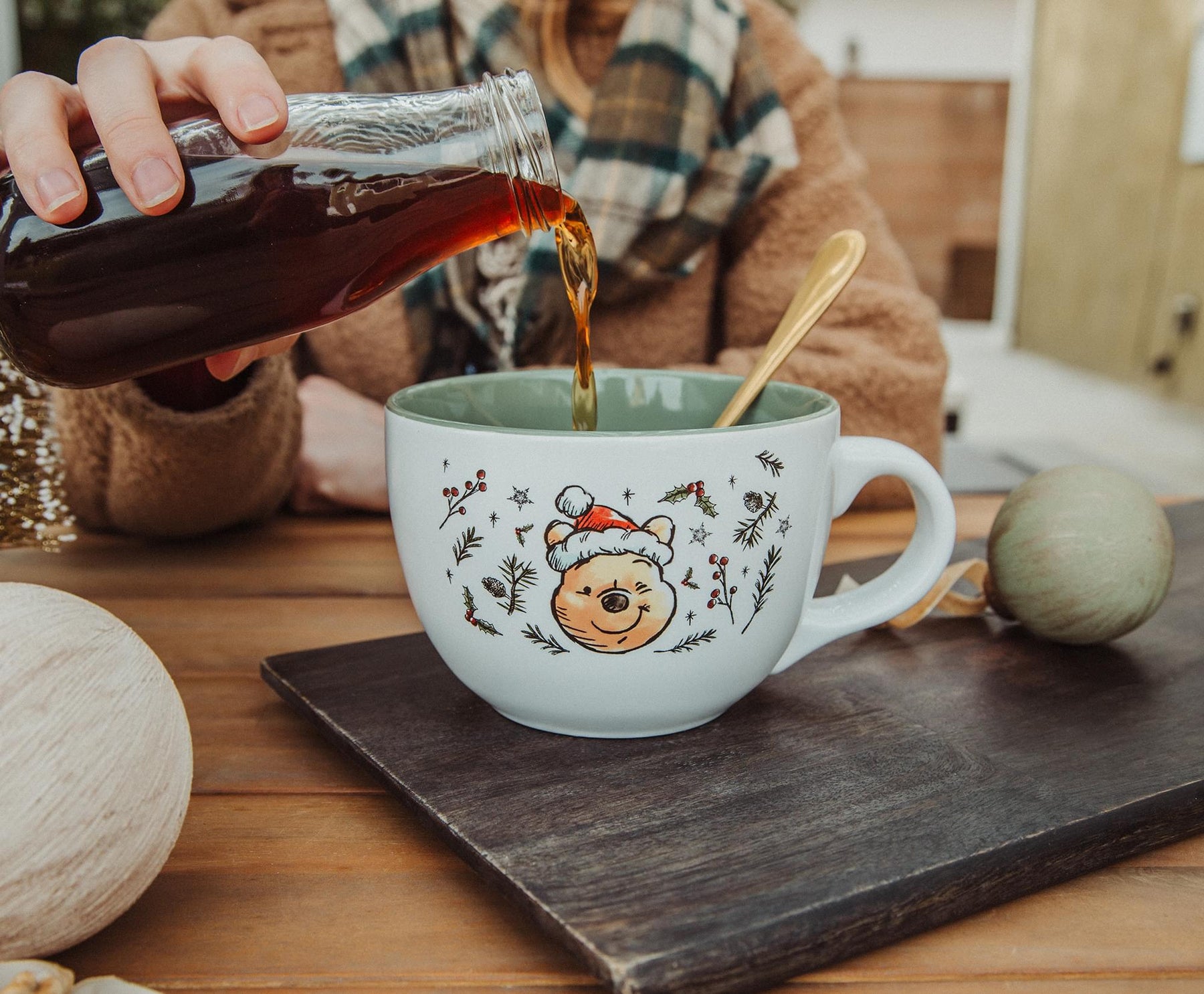 Disney Winnie the Pooh Holly Holidays Ceramic Soup Mug | Holds 24 Ounces