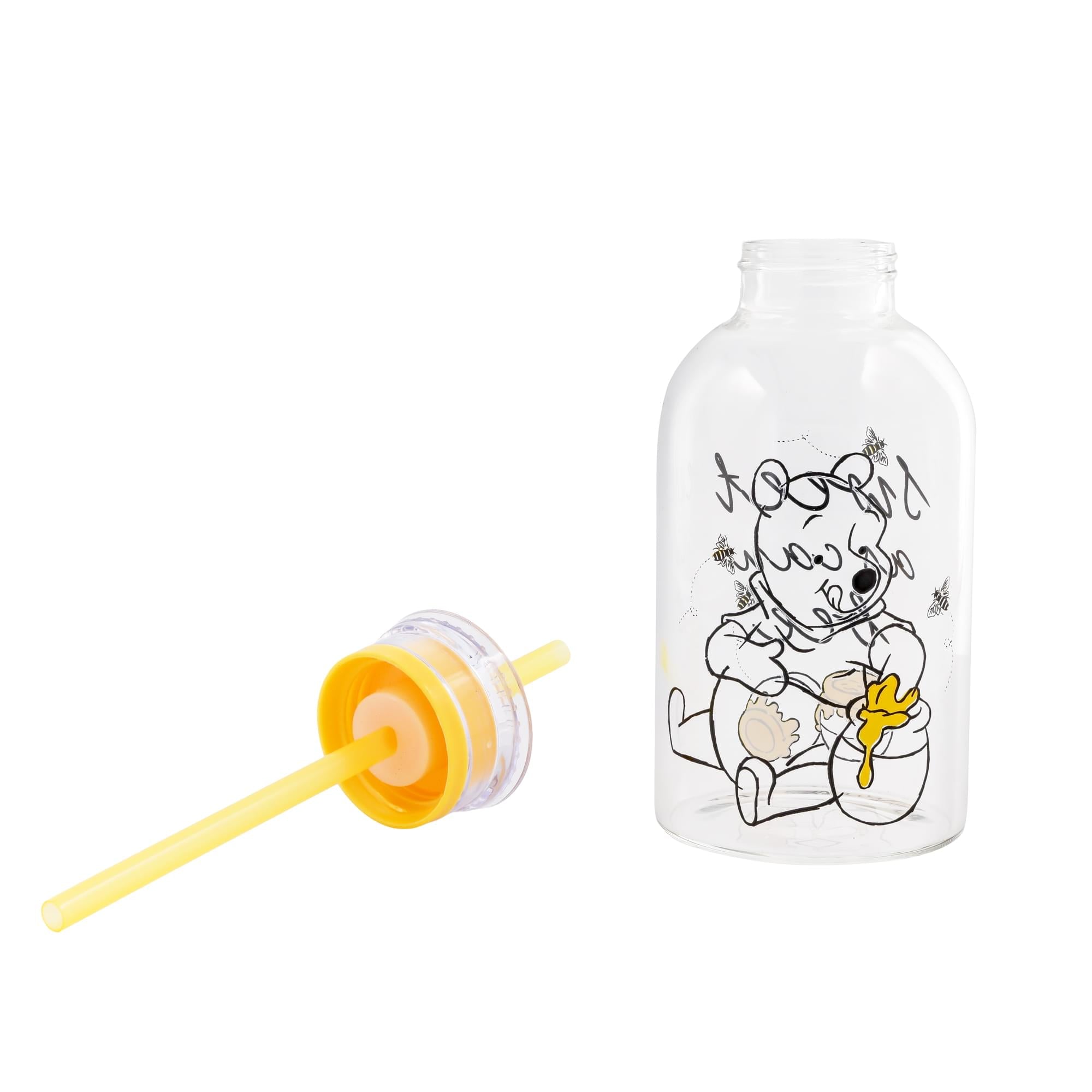 Disney Winnie The Pooh "Sweet As Can Bee" Glass Milk Bottle | Holds 15 Ounces