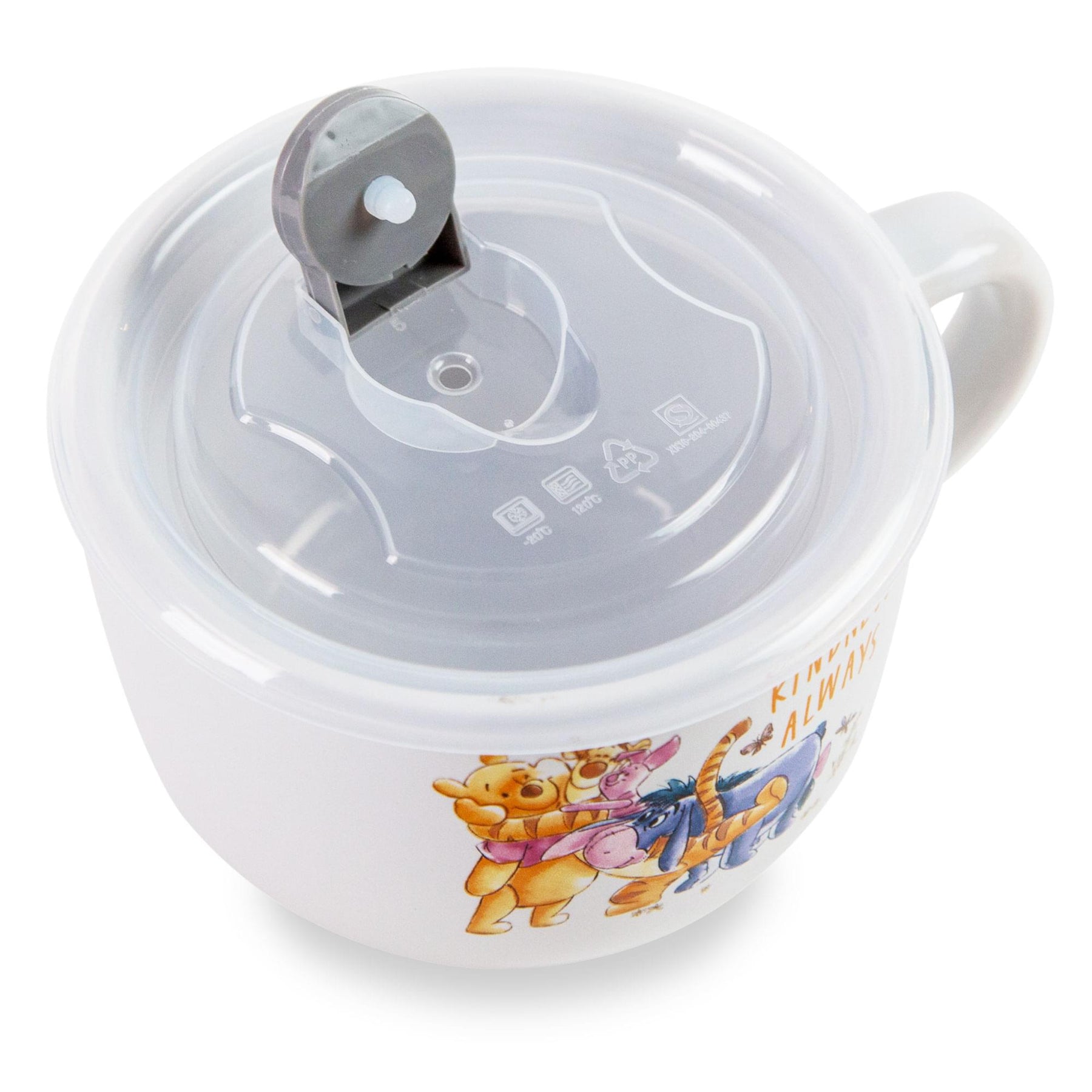 Disney Winnie The Pooh "We Are Family" Ceramic Soup Mug With Lid | 24 Ounces