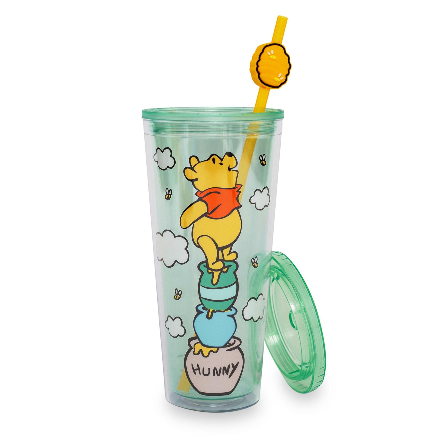 Disney Winnie the Pooh Hunny Pot Carnival Cup With Lid and Straw | Hold 24 Ounce