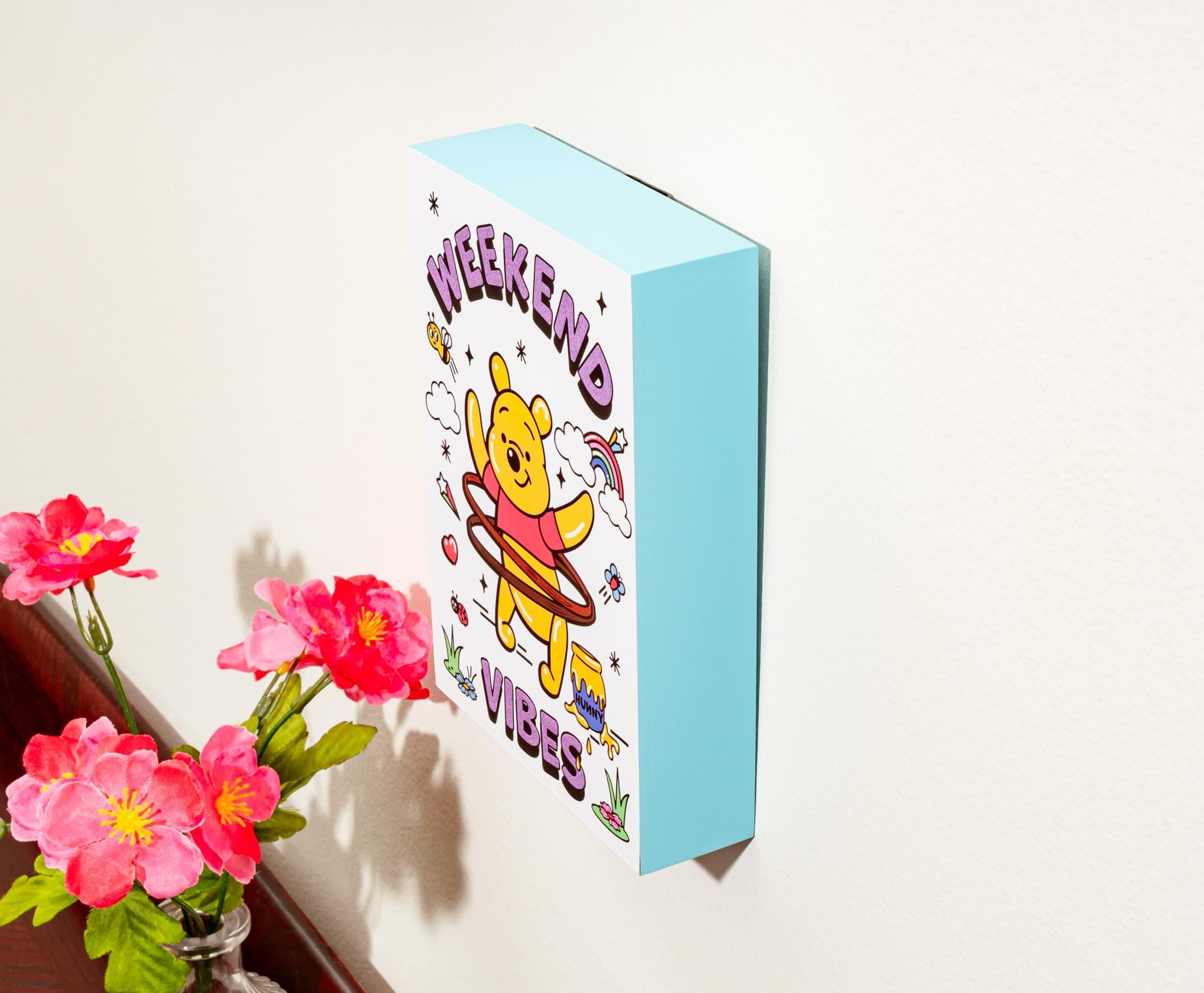Disney Winnie The Pooh "Weekend Vibes" Glitter Box Sign | 5 x 7 Inches
