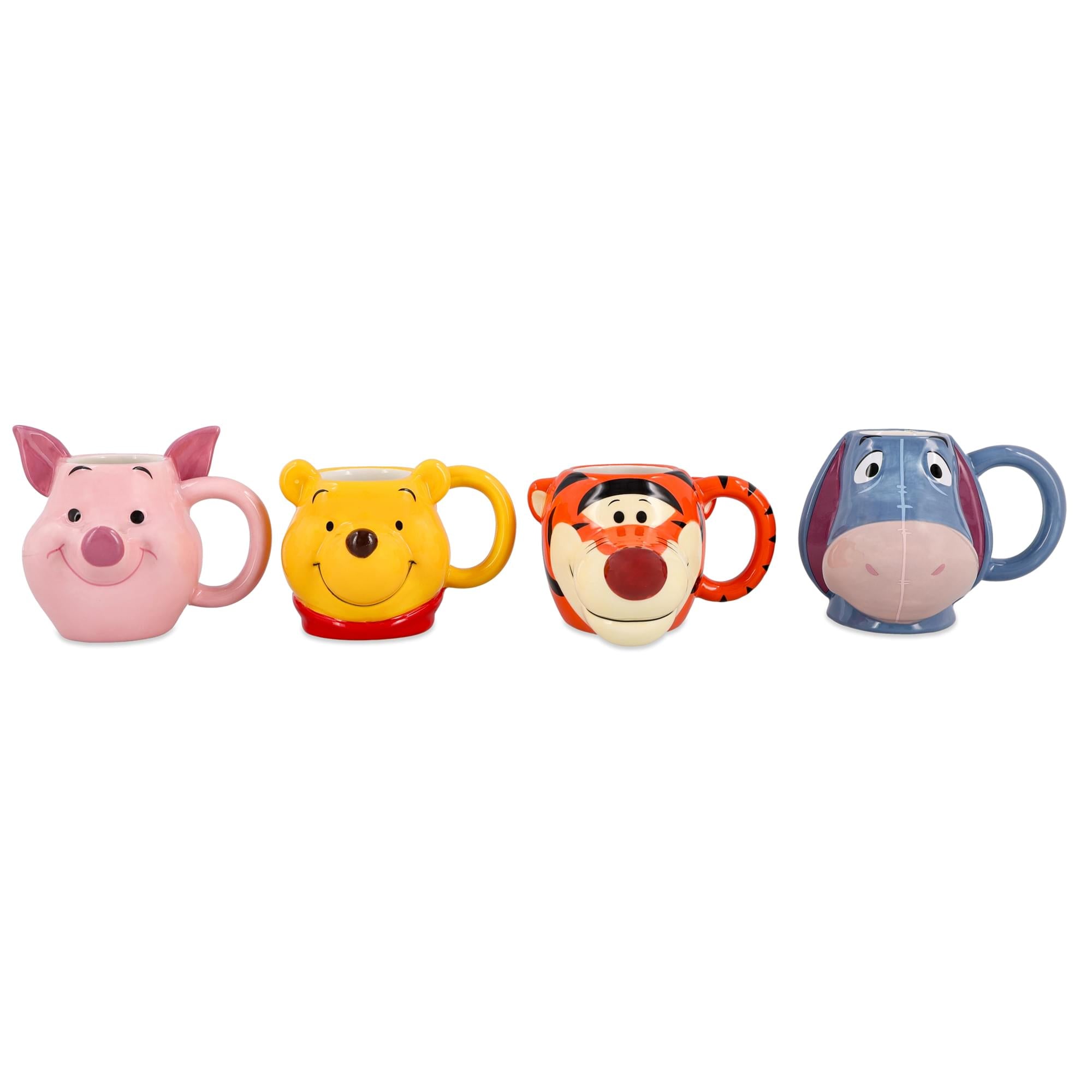 Disney Winnie The Pooh Characters 4-Piece Sculpted Mug Set | Each Holds 4 Ounces