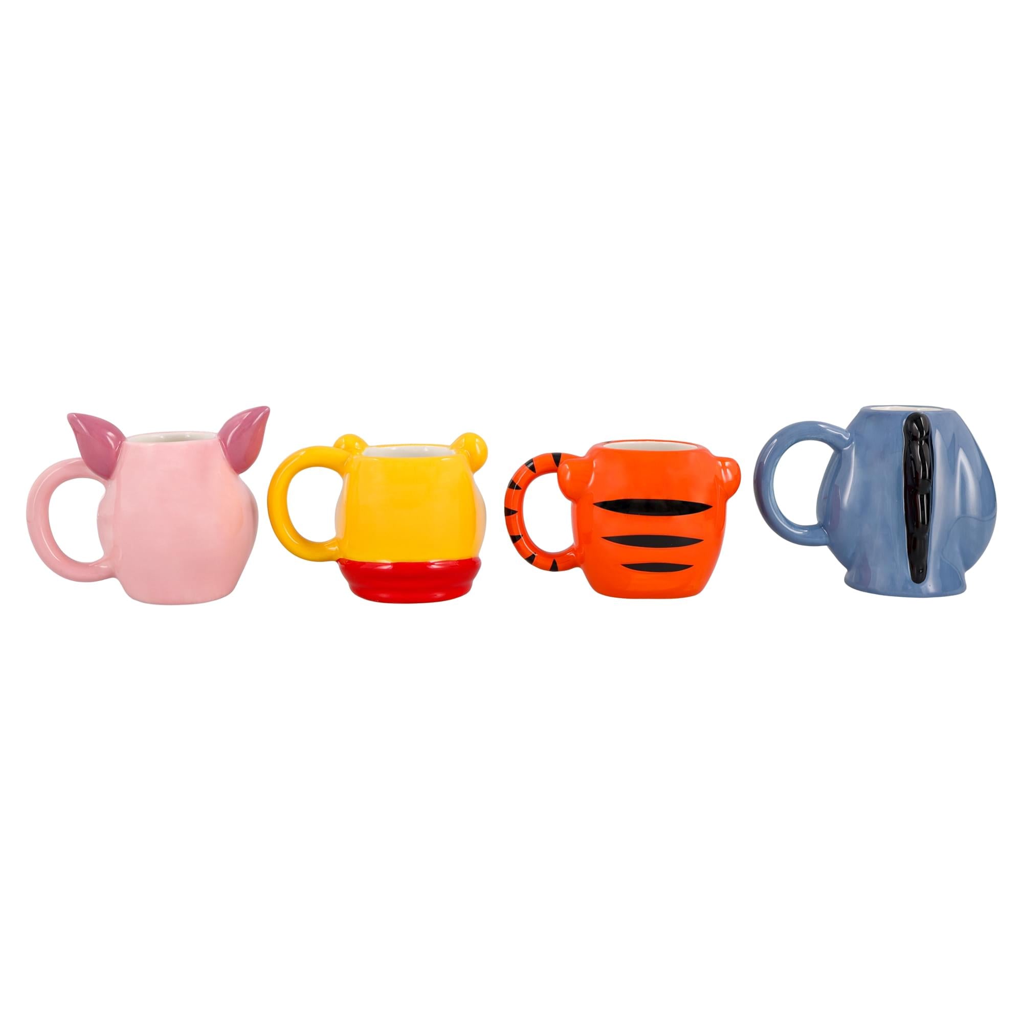 Disney Winnie The Pooh Characters 4-Piece Sculpted Mug Set | Each Holds 4 Ounces