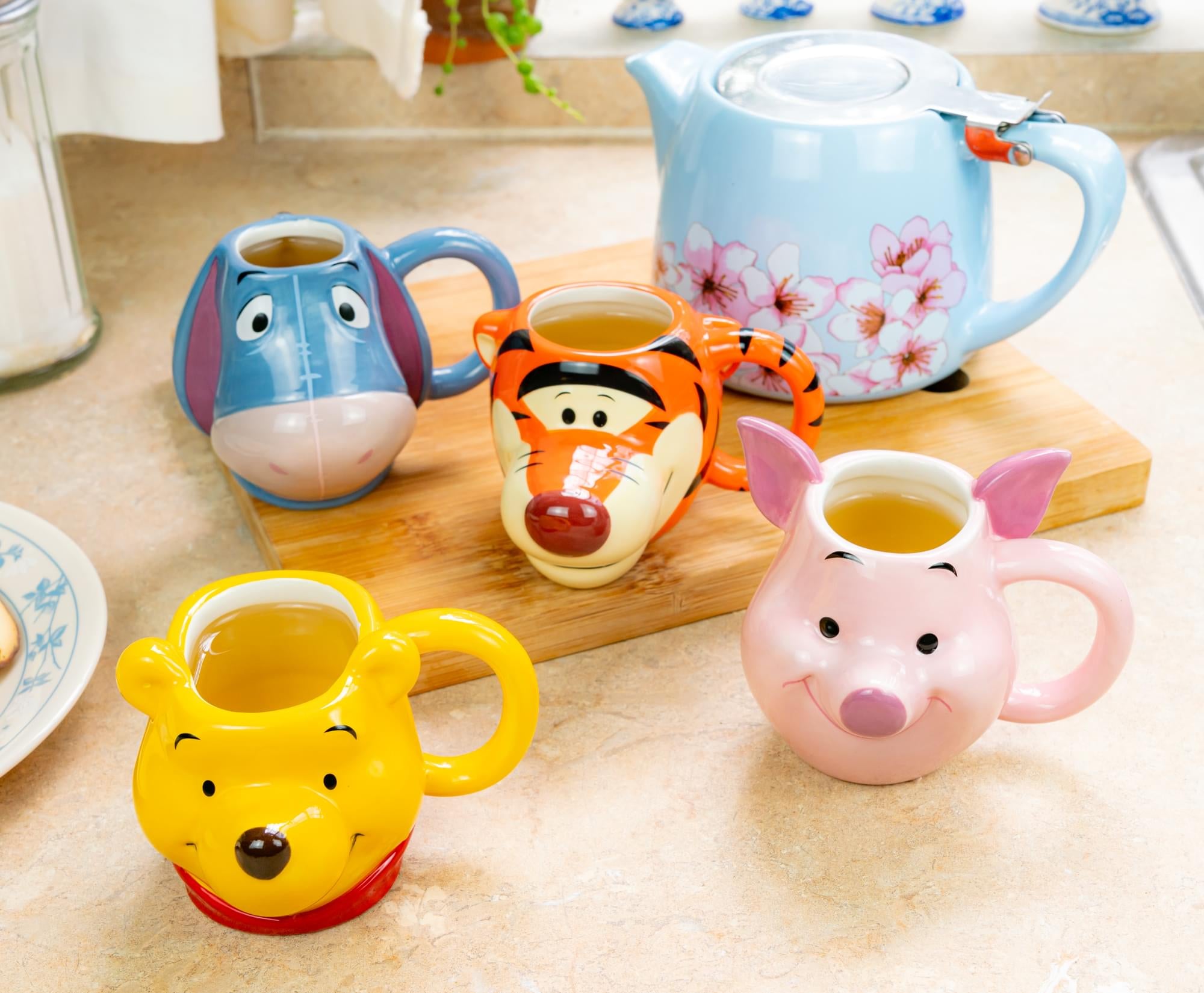 Disney Winnie The Pooh Characters 4-Piece Sculpted Mug Set | Each Holds 4 Ounces