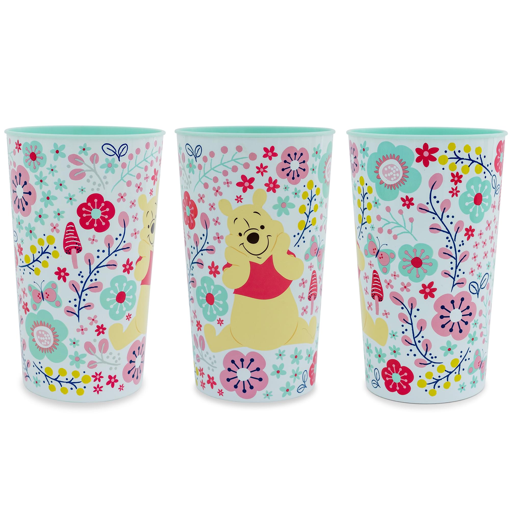 Disney Winnie The Pooh Flowers 22-Ounce Plastic Cups | Set Of 4