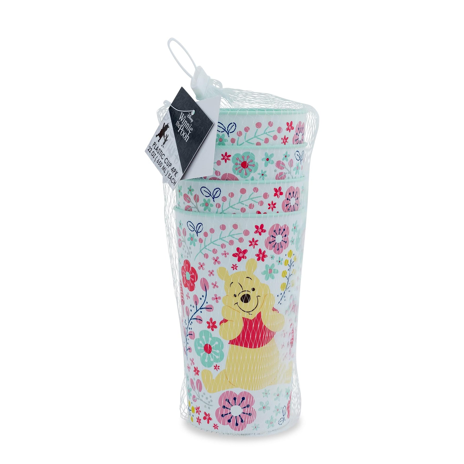 Disney Winnie The Pooh Flowers 22-Ounce Plastic Cups | Set Of 4