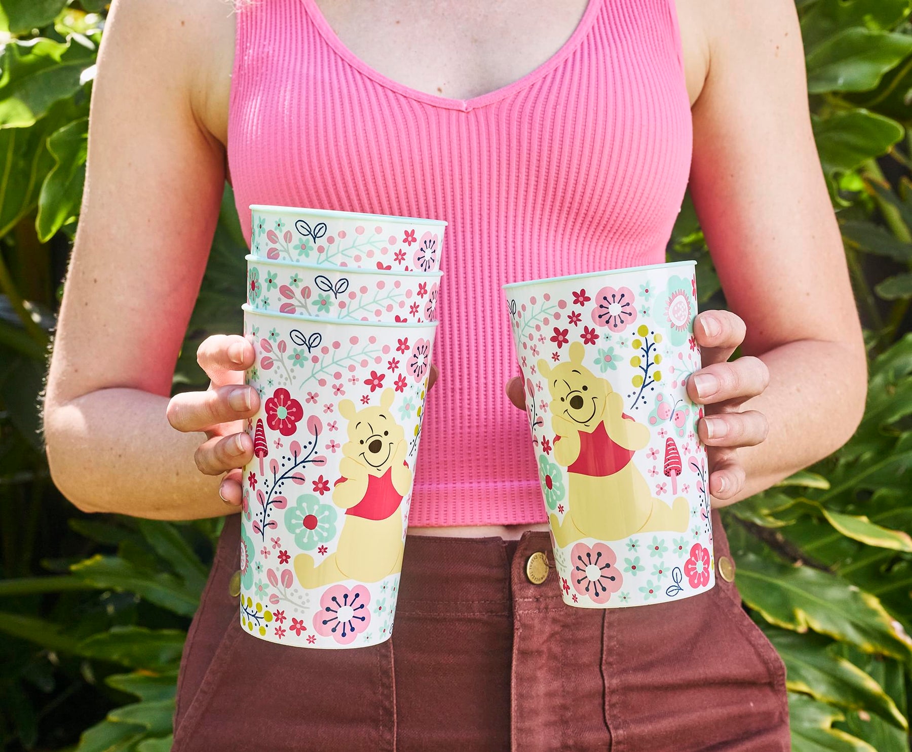 Disney Winnie The Pooh Flowers 22-Ounce Plastic Cups | Set Of 4