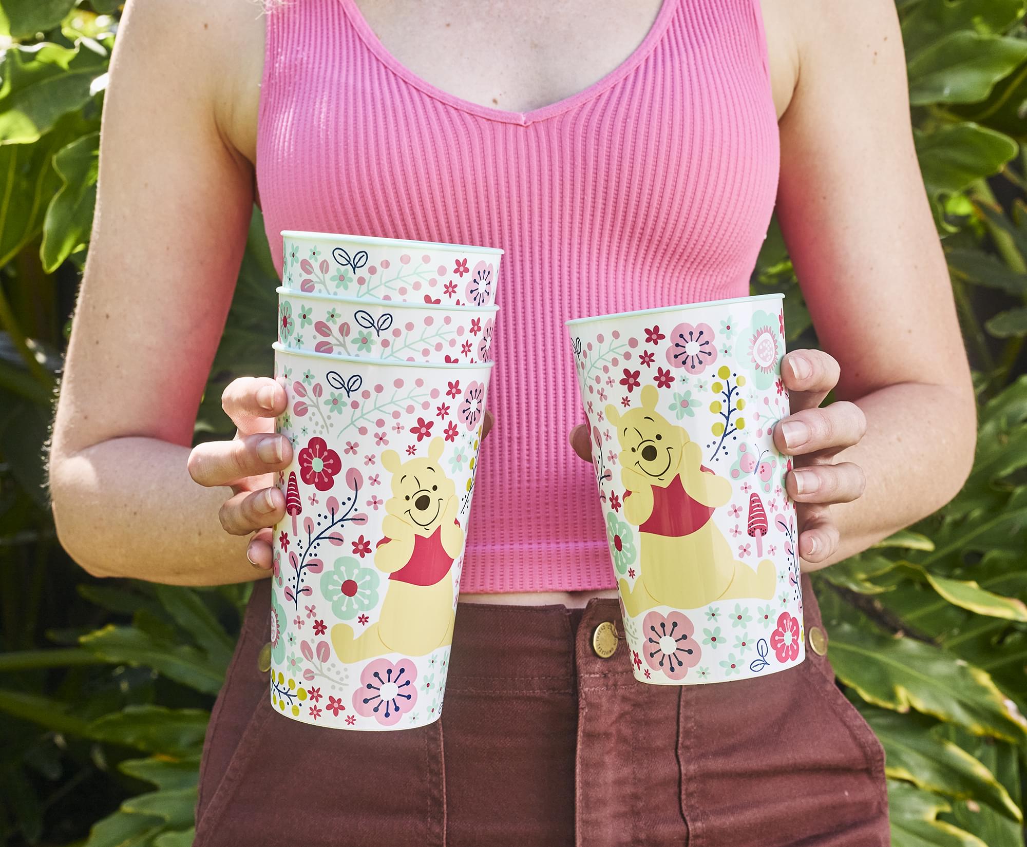 Disney Winnie The Pooh Flowers 22-Ounce Plastic Cups | Set Of 4