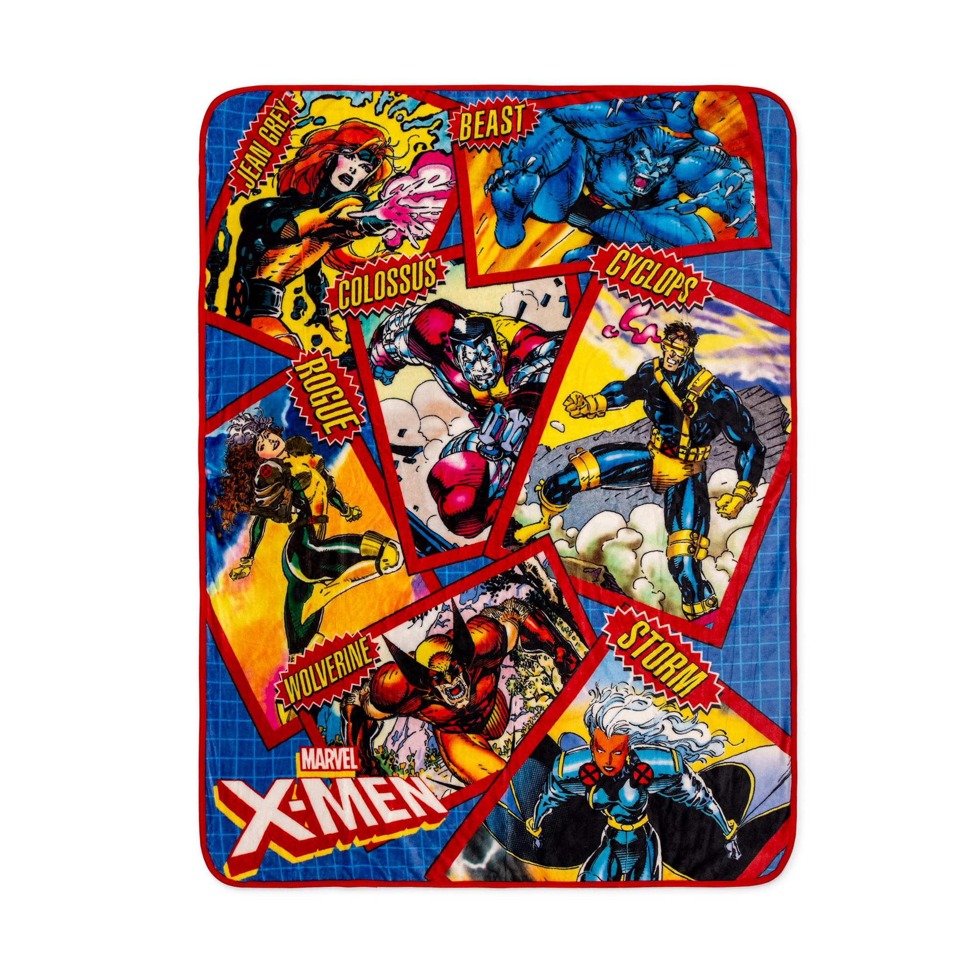 Marvel X-Men Character Cards Raschel Throw Blanket | 45 x 60 Inches