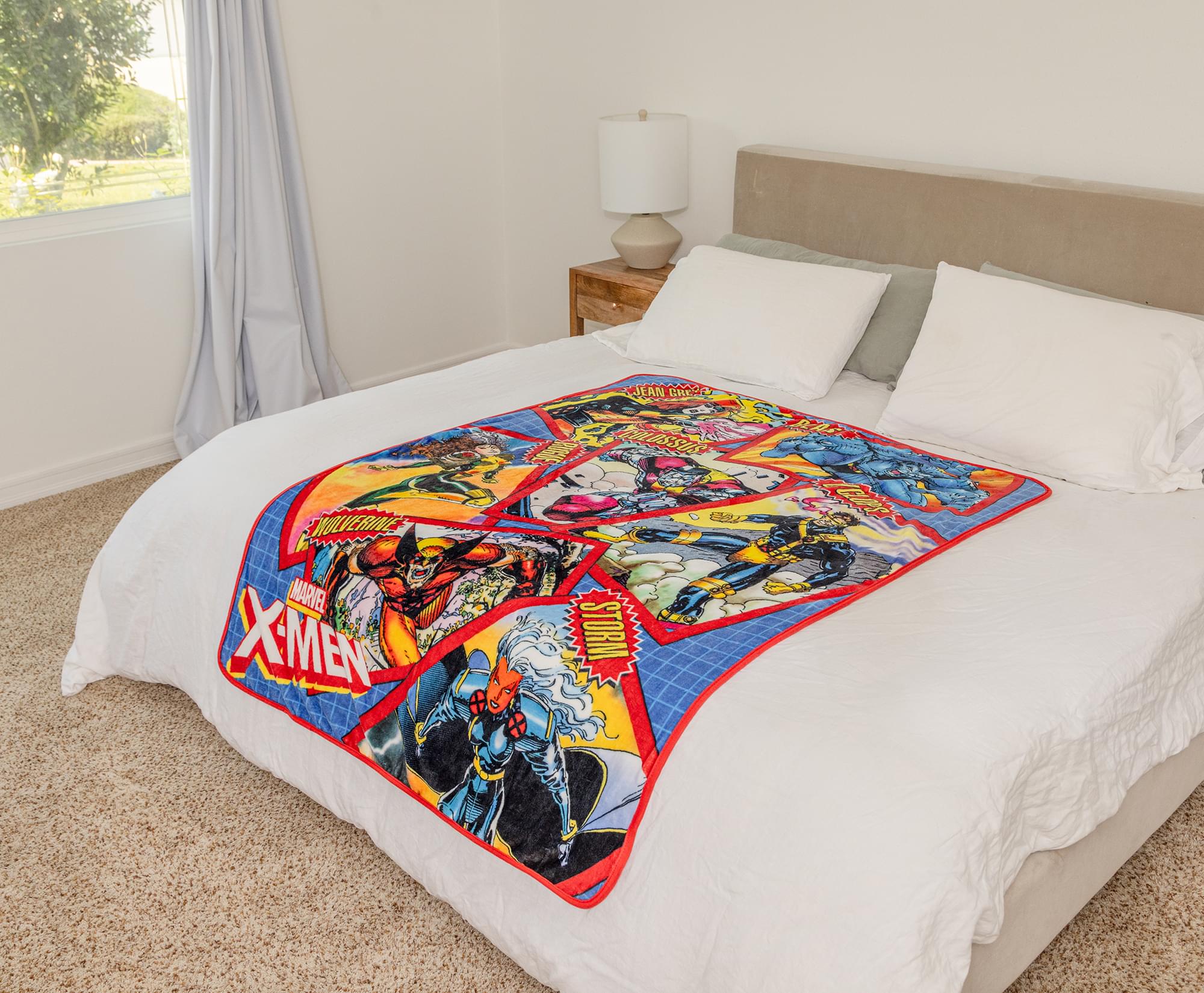 Marvel X-Men Character Cards Raschel Throw Blanket | 45 x 60 Inches