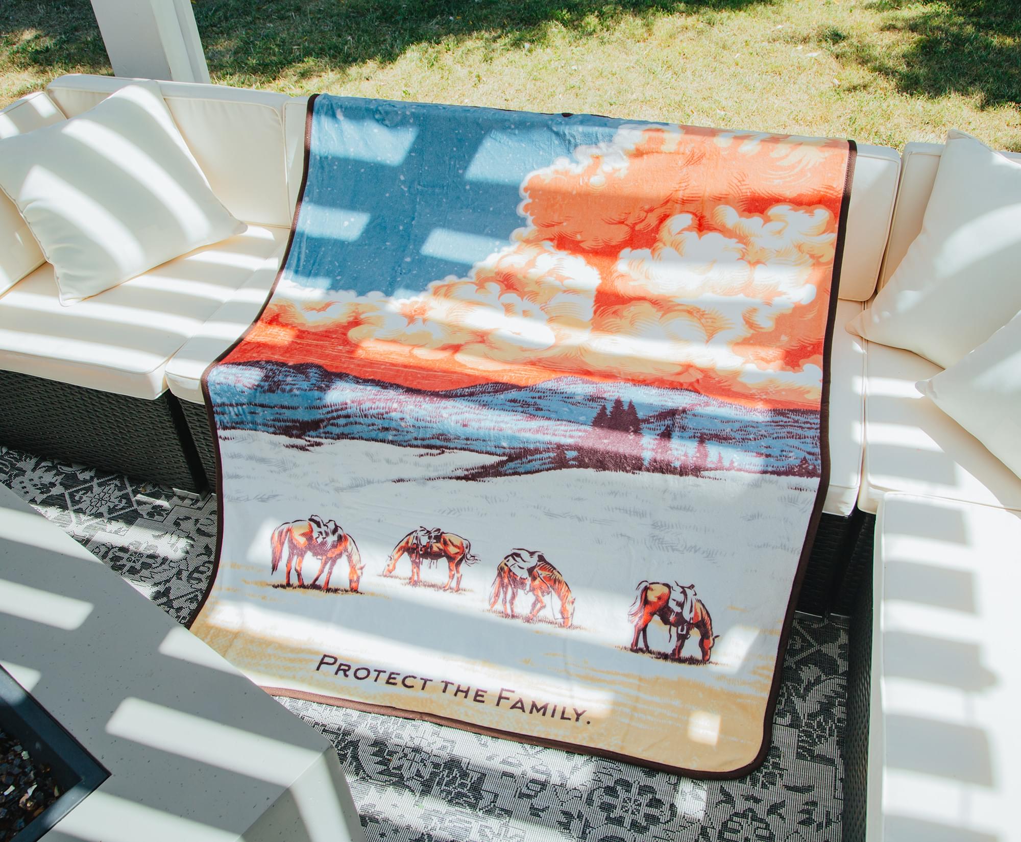 Yellowstone "Protect The Family" Raschel Throw Blanket | 45 x 60 Inches
