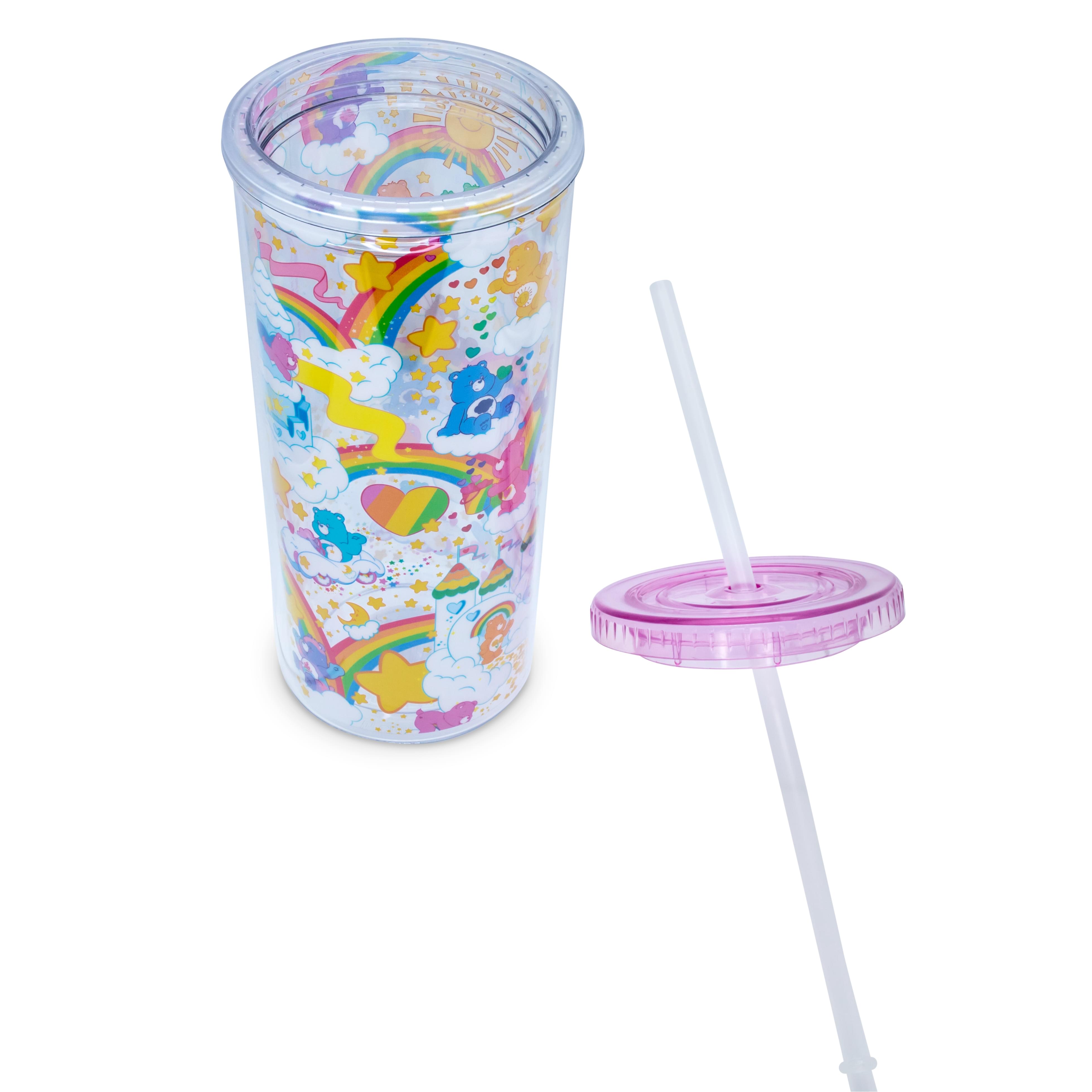 Care Bears Rainbow Stars Carnival Cup With Lid and Straw | Holds 20 Ounces