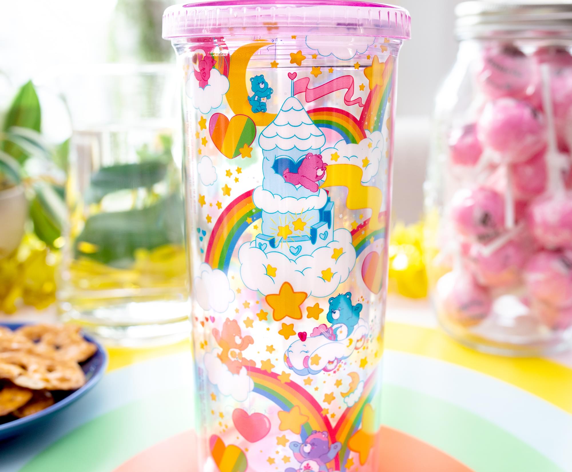 Care Bears Rainbow Stars Carnival Cup With Lid and Straw | Holds 20 Ounces