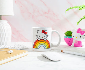 Sanrio Hello Kitty Rainbow Peek Ceramic Mug | Holds 20 Ounces