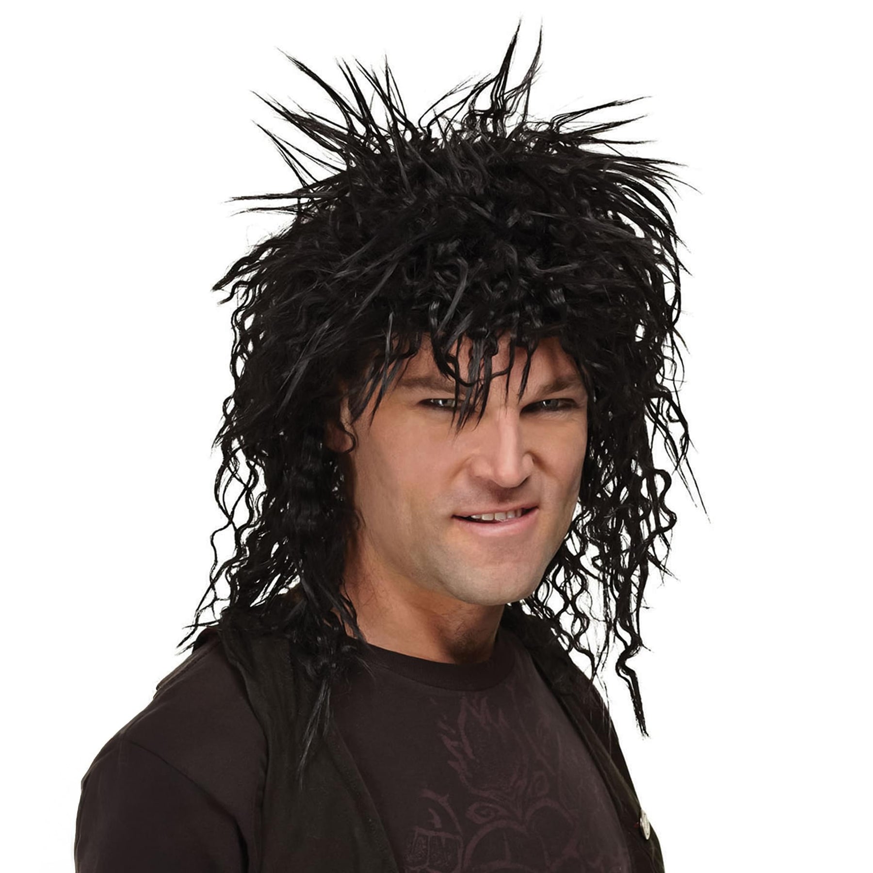 Rocker Black Adult Costume Wig