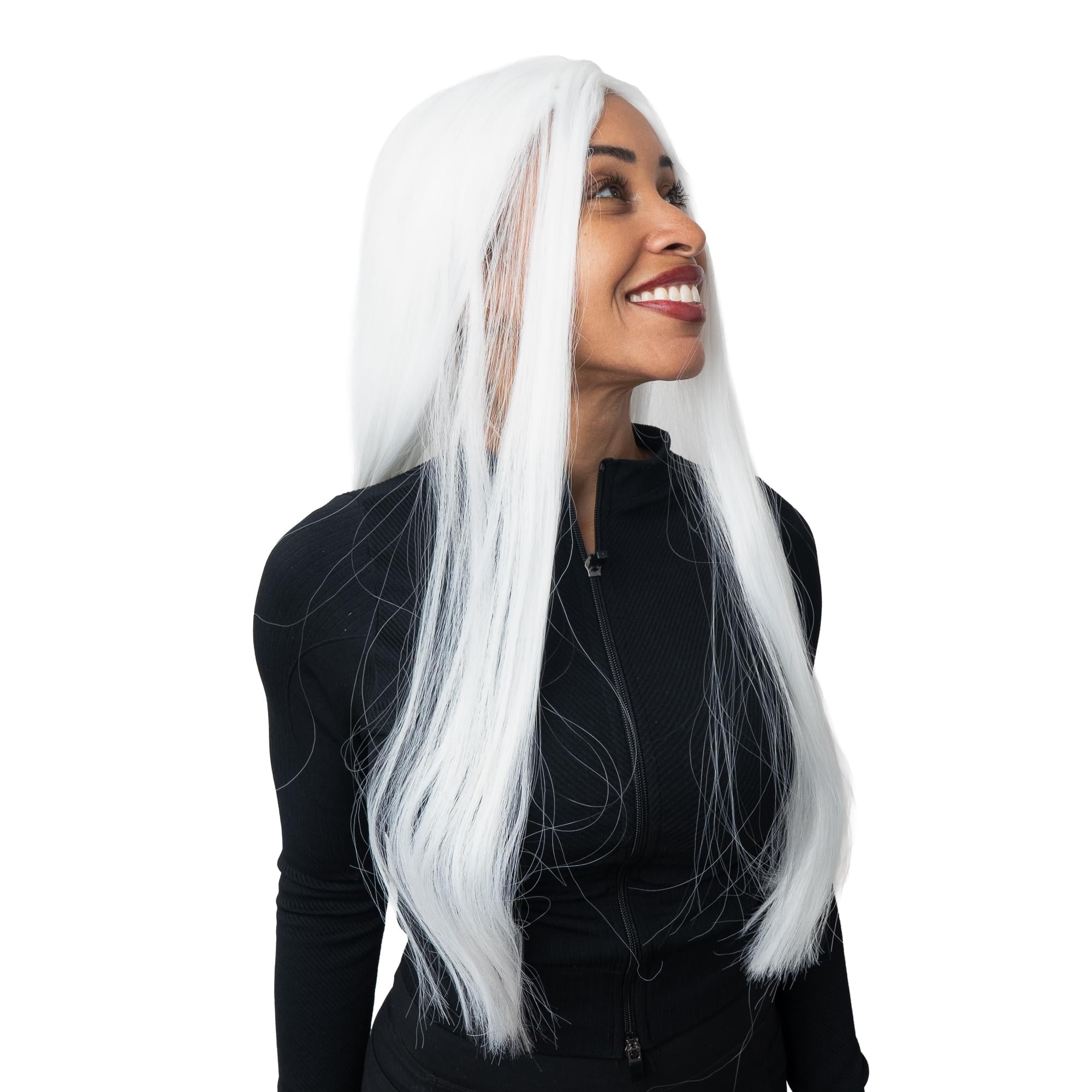 24" Straight White Adult Costume Wig