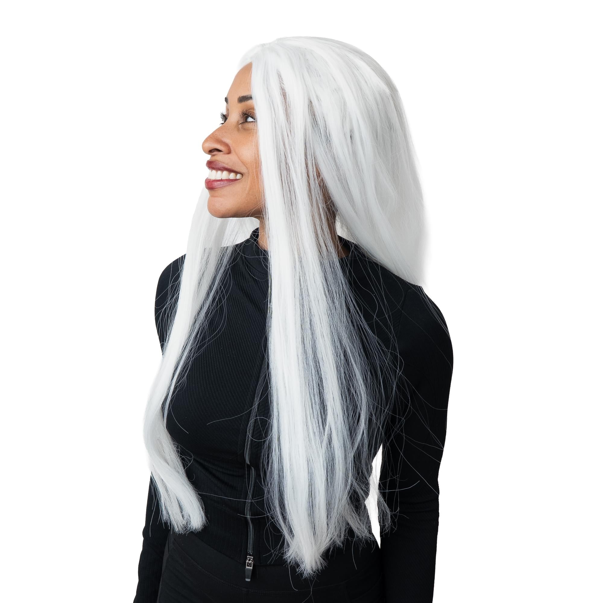 24" Straight White Adult Costume Wig