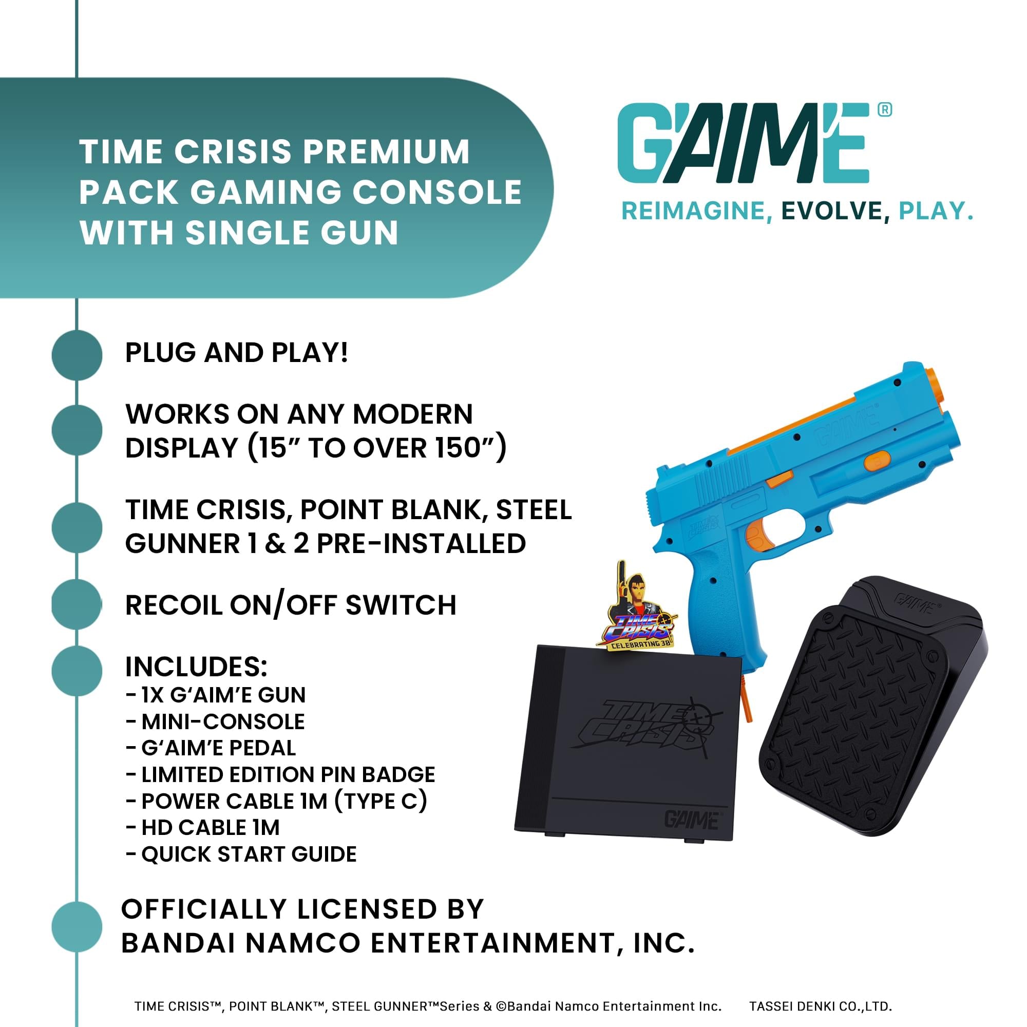 G'AIM’E Time Crisis Premium Pack Game Console With Single Lightgun