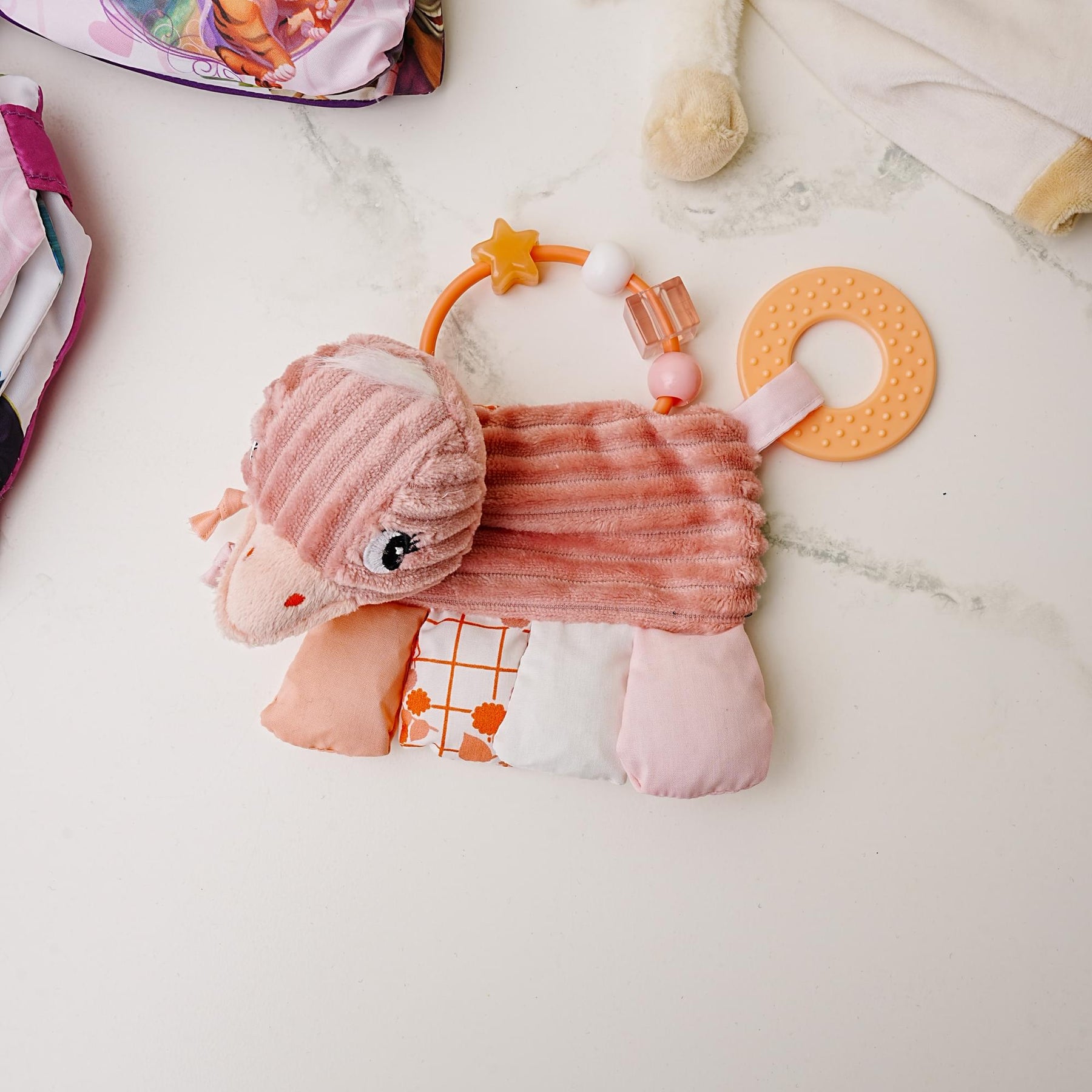 Les Deglingos Baby Activity Rattle | Pomelos the Ostrich