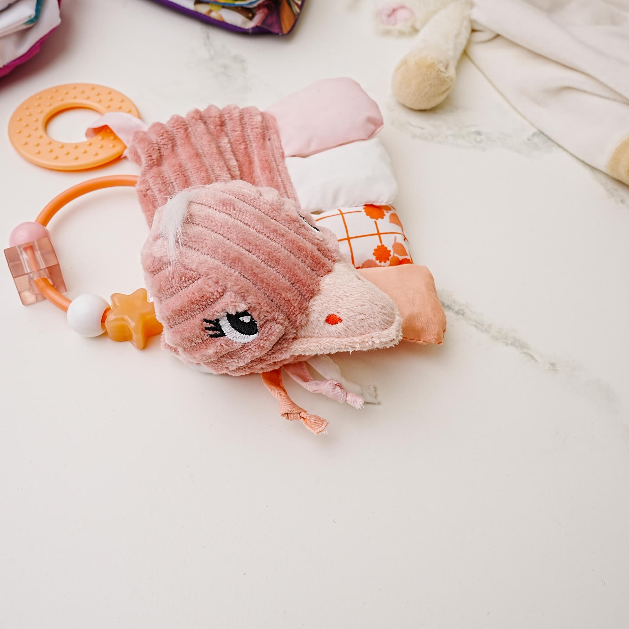 Les Deglingos Baby Activity Rattle | Pomelos the Ostrich
