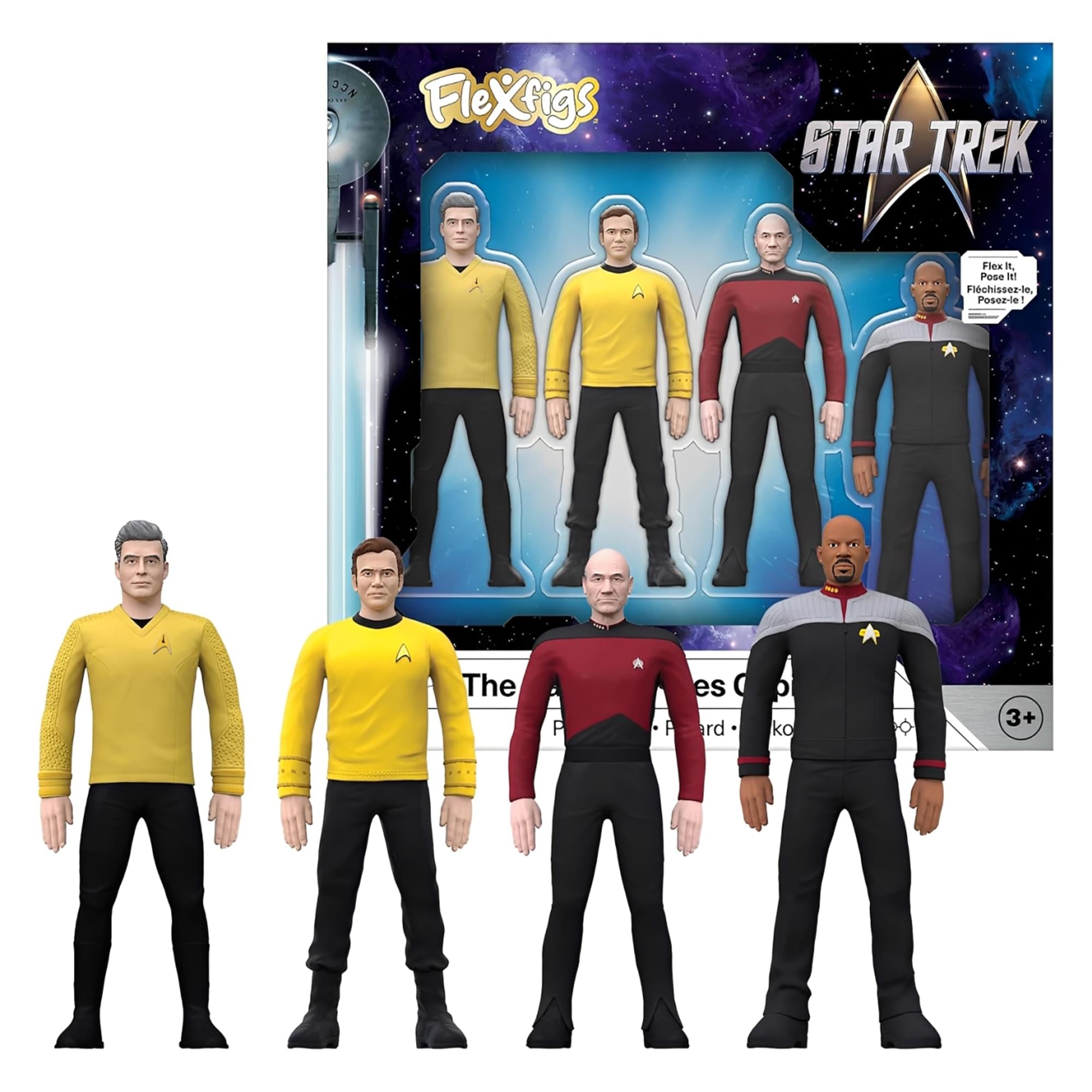 Star Trek Flexfigs 4-Pack | Kirk, Picard, Sisko, Pike