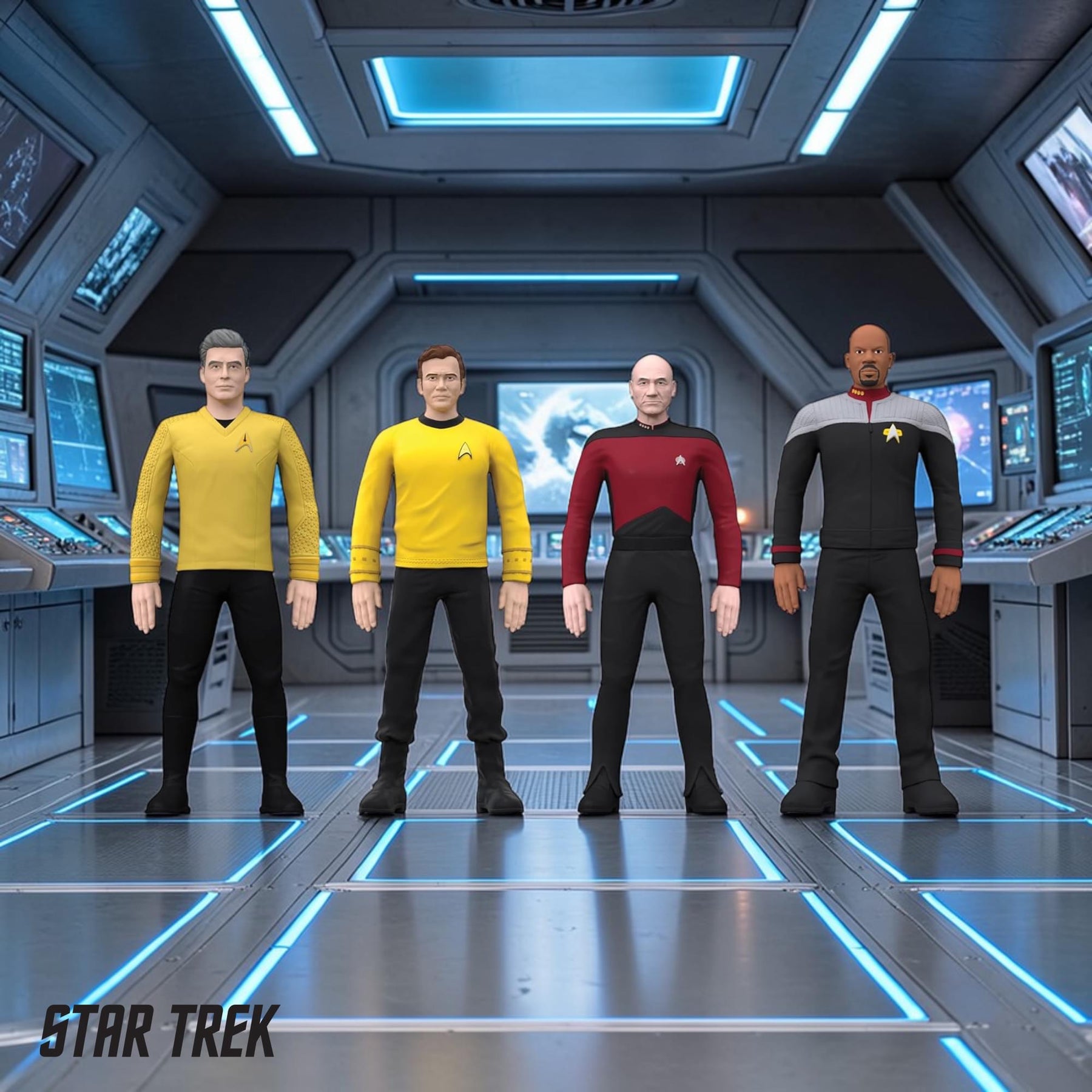 Star Trek Flexfigs 4-Pack | Kirk, Picard, Sisko, Pike