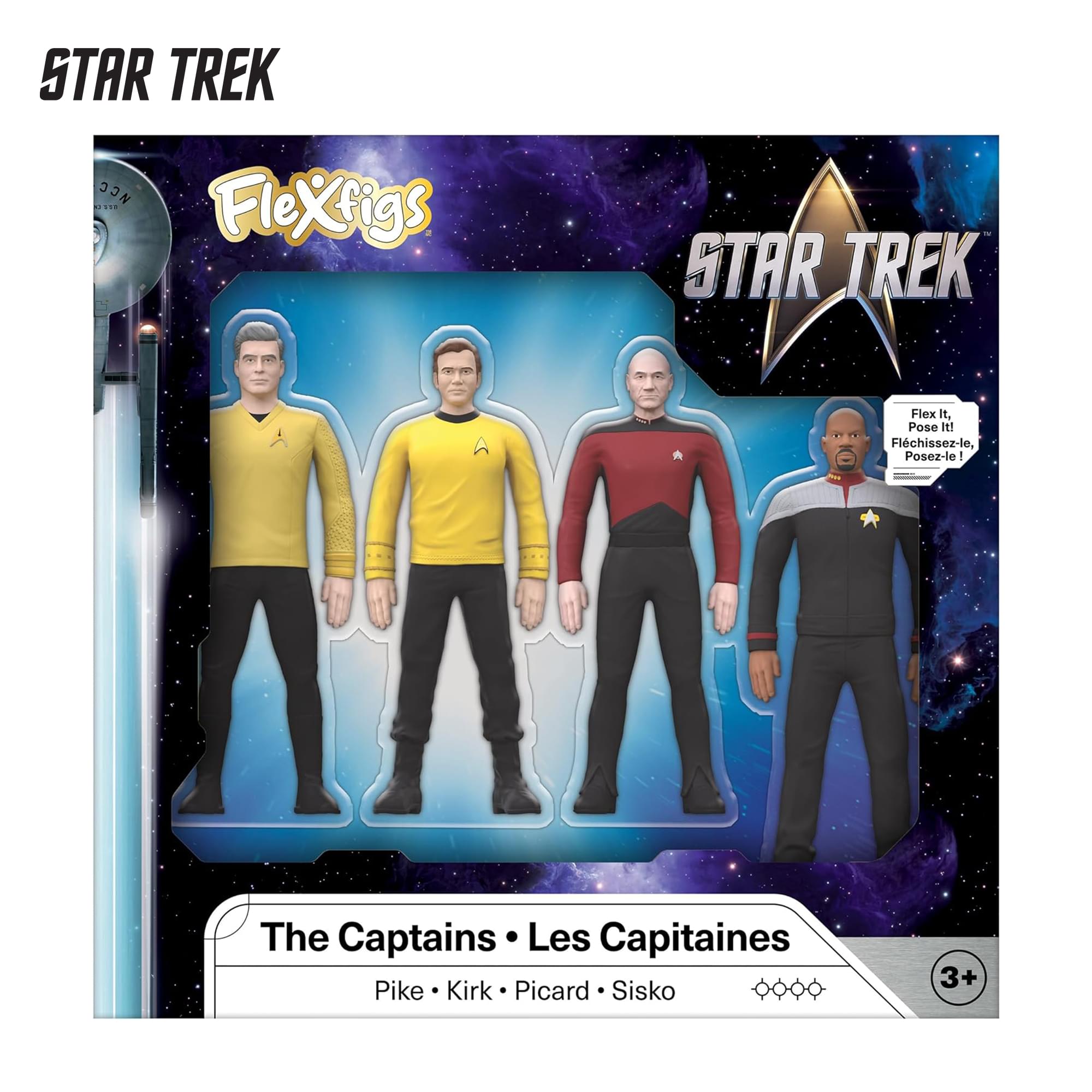 Star Trek Flexfigs 4-Pack | Kirk, Picard, Sisko, Pike