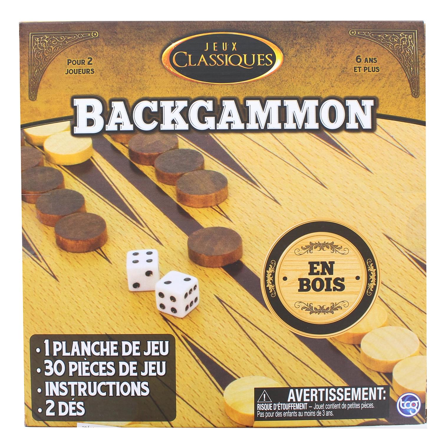 Classic Games Wood Backgammon Set | Board & 30 Game Pieces
