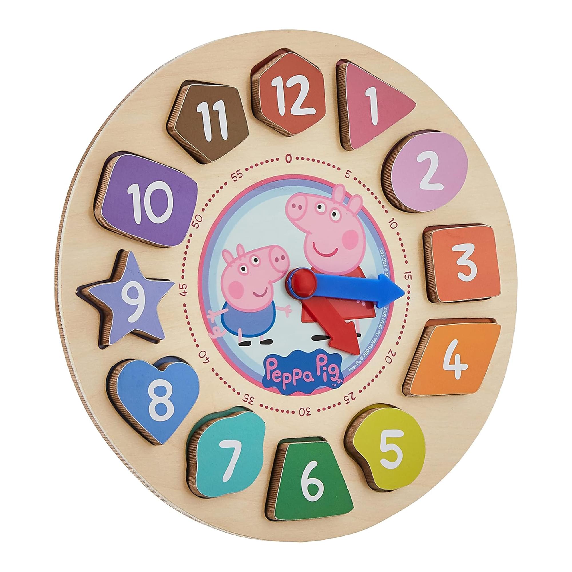 Peppa Pig 12-Piece Wood Clock Shape Sorter