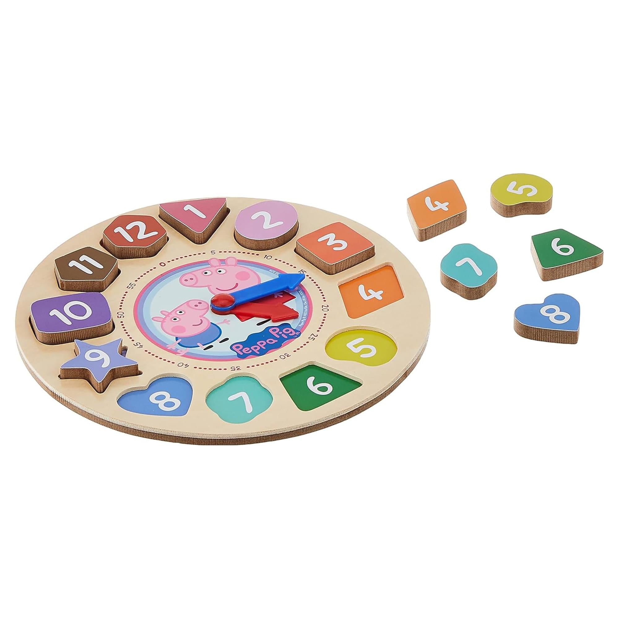 Peppa Pig 12-Piece Wood Clock Shape Sorter