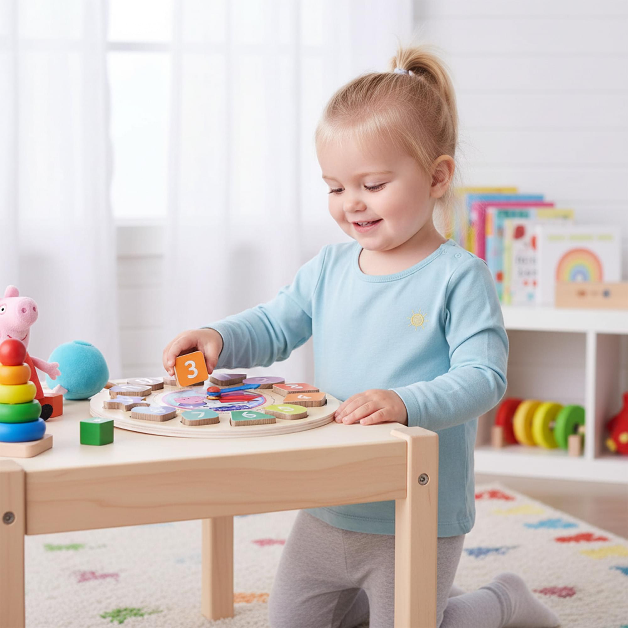 Peppa Pig 12-Piece Wood Clock Shape Sorter