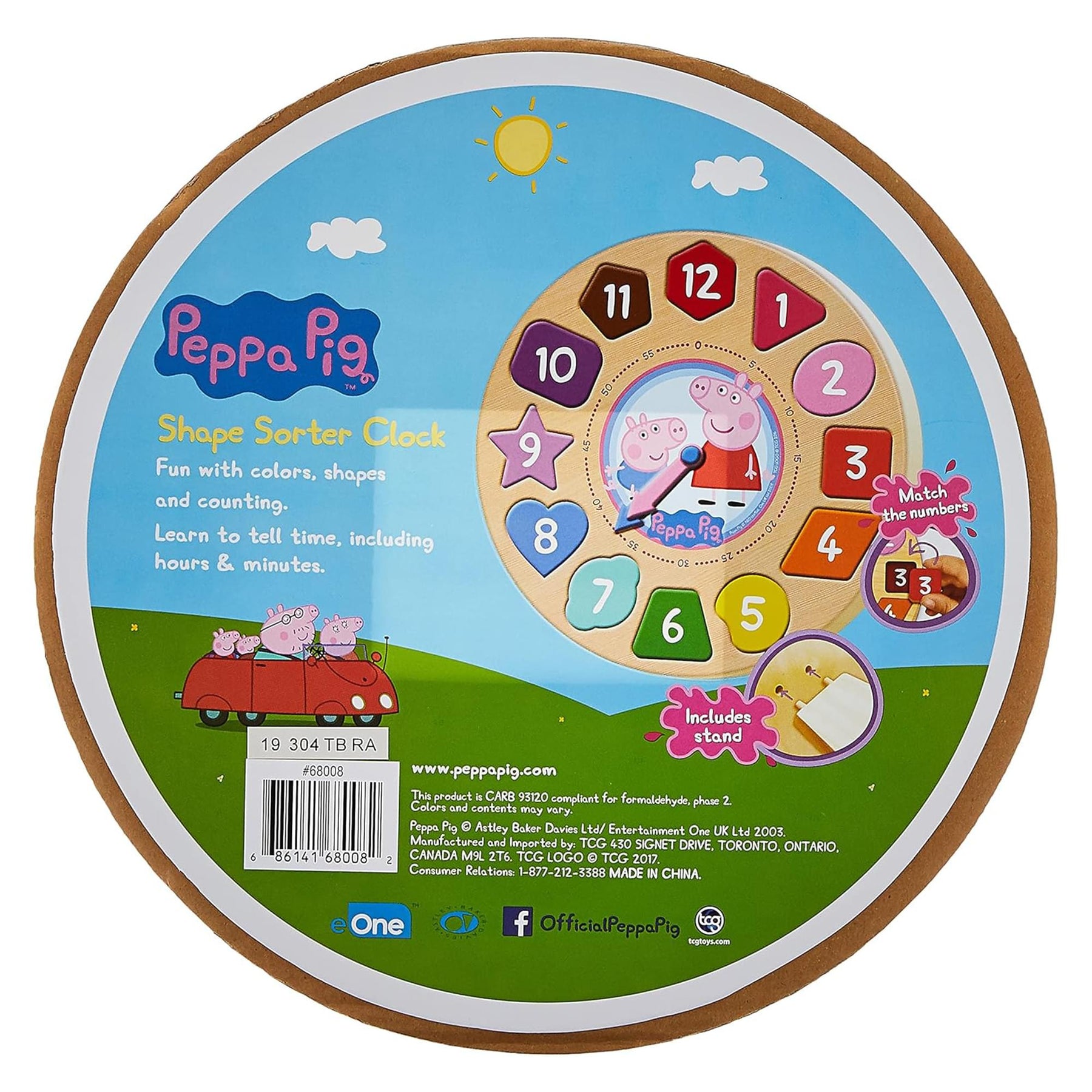 Peppa Pig 12-Piece Wood Clock Shape Sorter