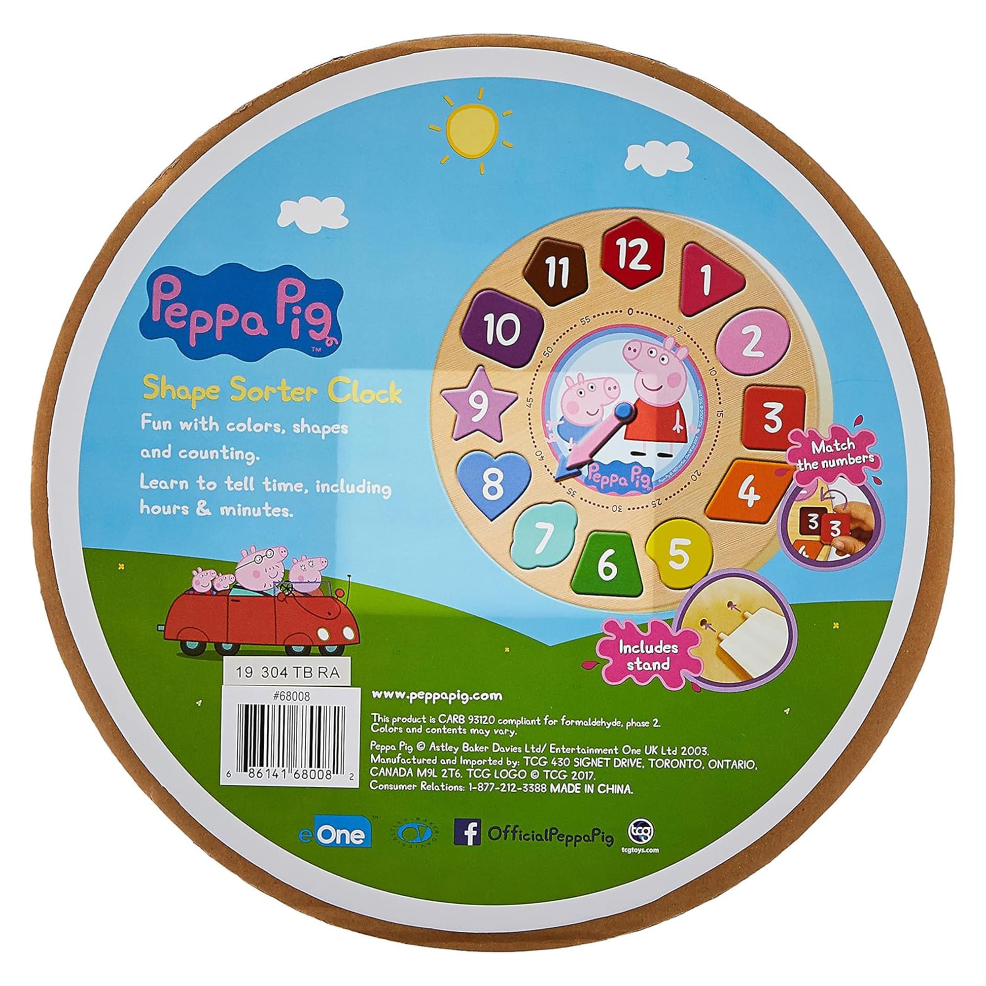 Peppa Pig 12-Piece Wood Clock Shape Sorter