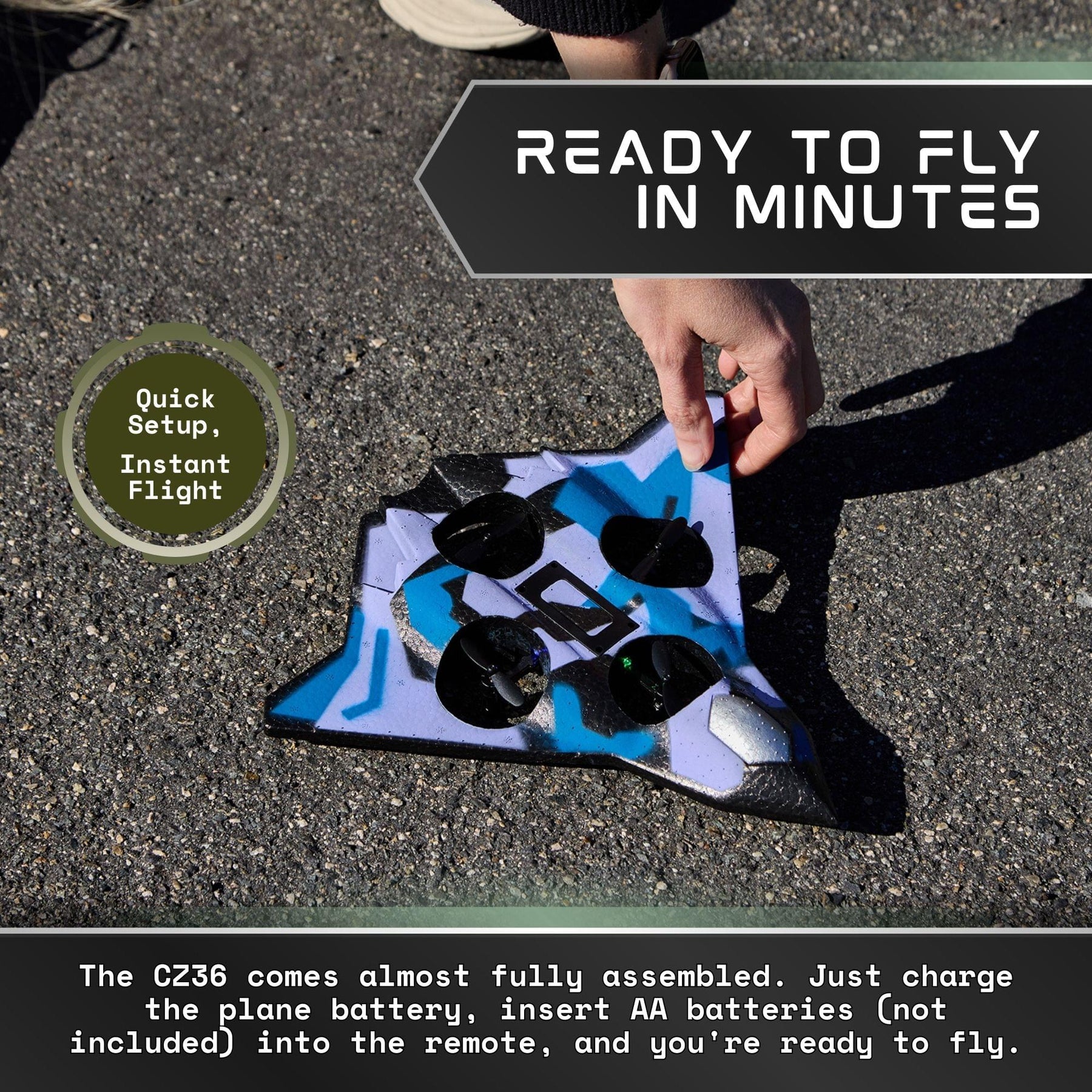 CZ36 Remote-Controlled 2.4GHz Drone Aircraft | Blue Camouflage