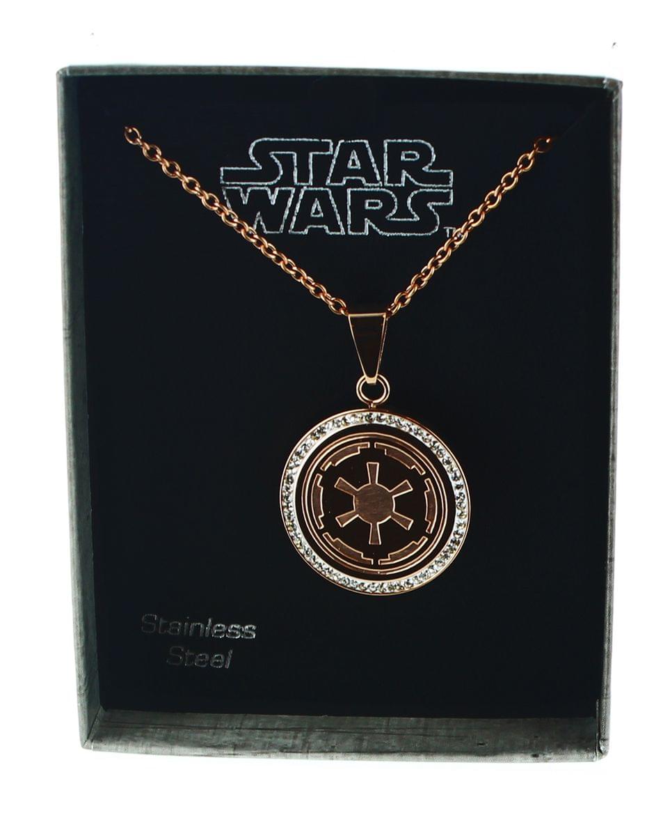 Star Wars Rose Gold PVD Plated Galactic Empire Symbol Pendant