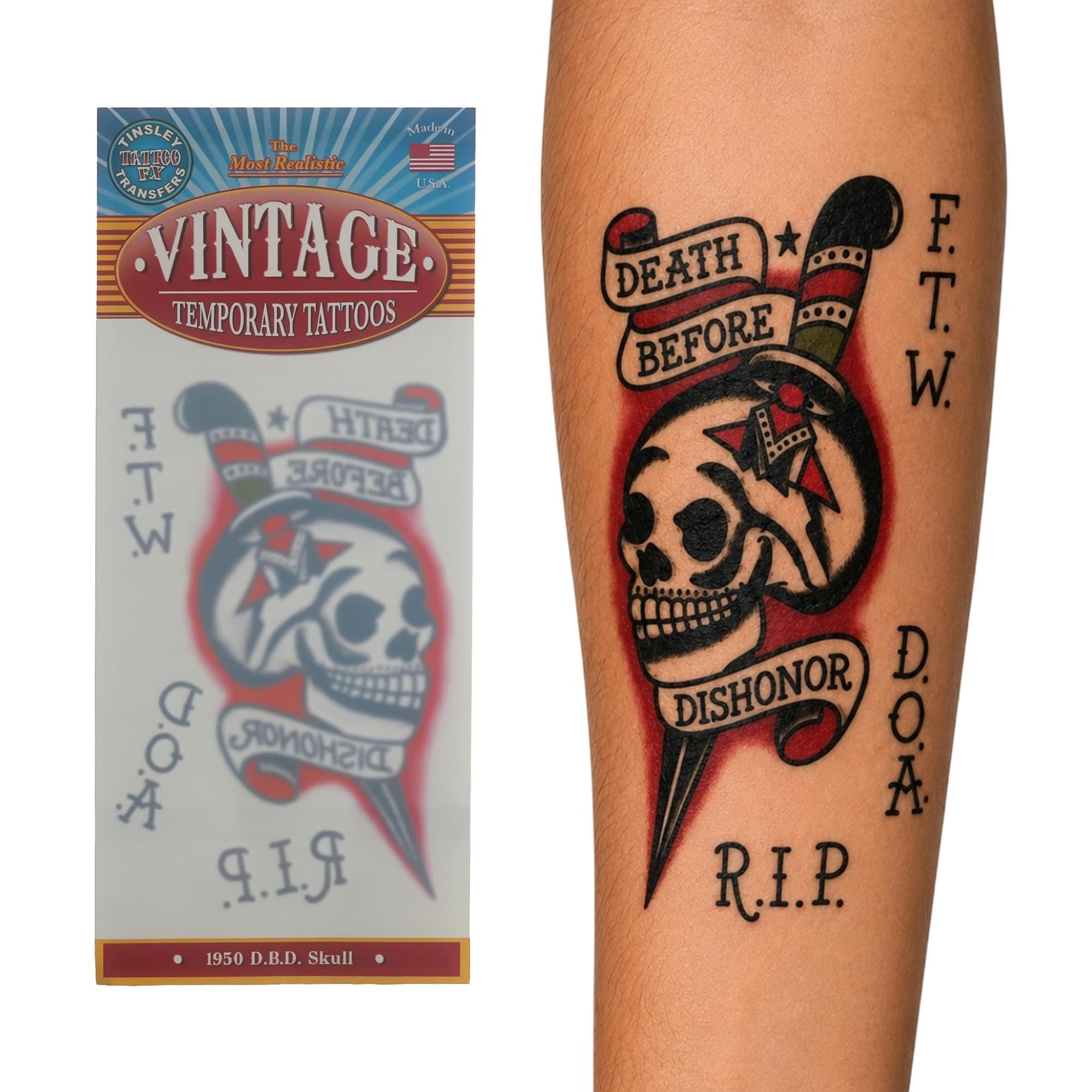 Costume Tattoo: Death B4 Dishonor Skull