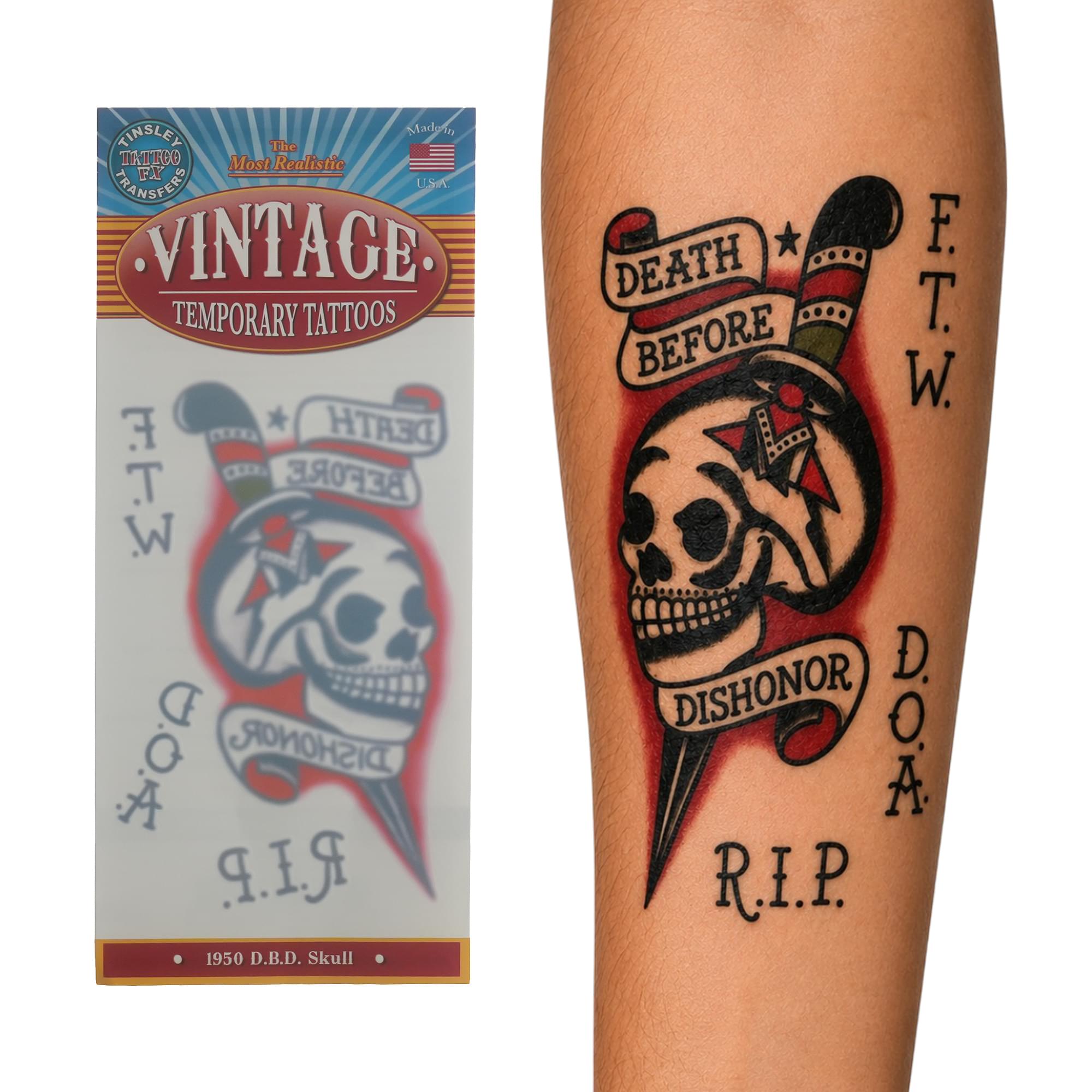 Costume Tattoo: Death B4 Dishonor Skull