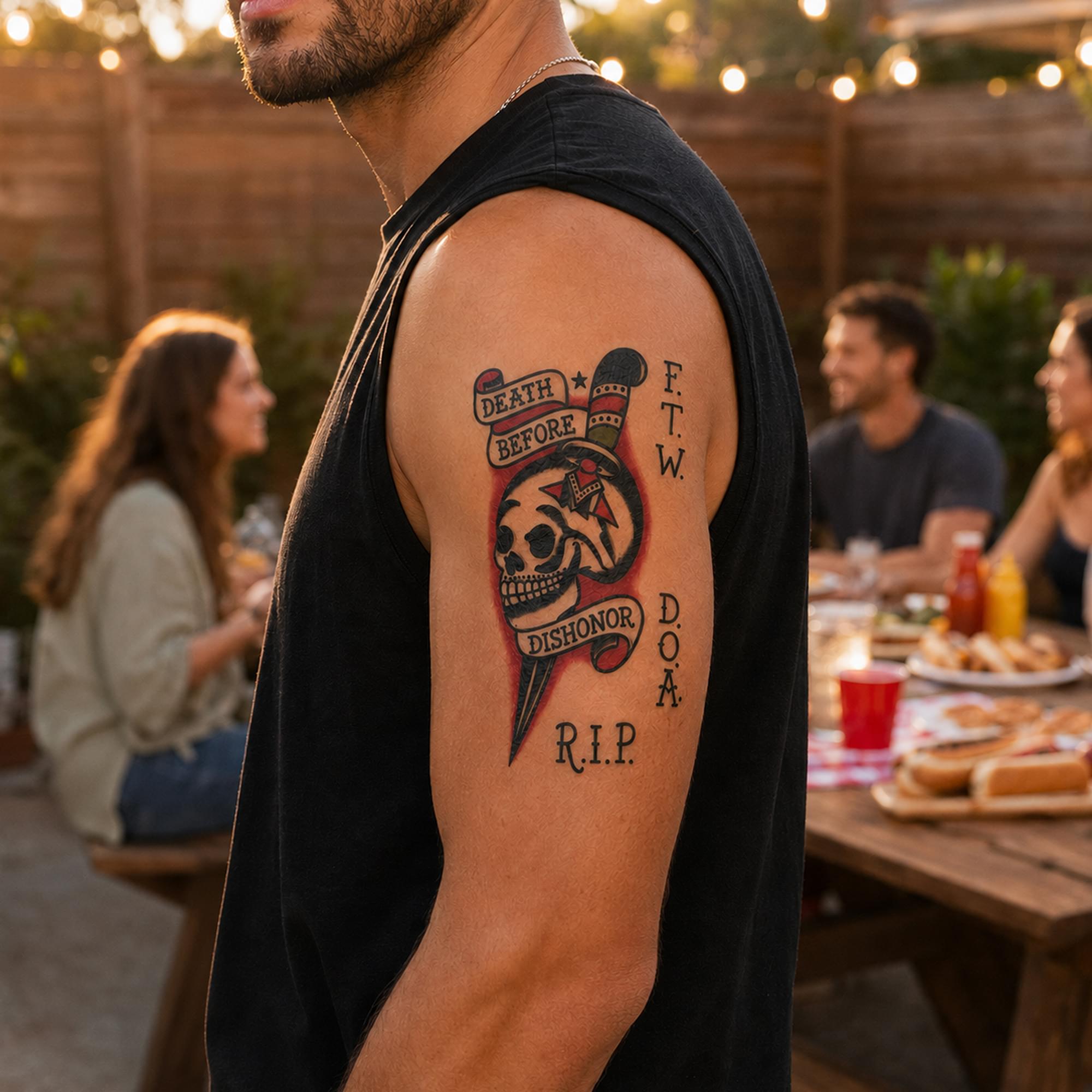Costume Tattoo: Death B4 Dishonor Skull