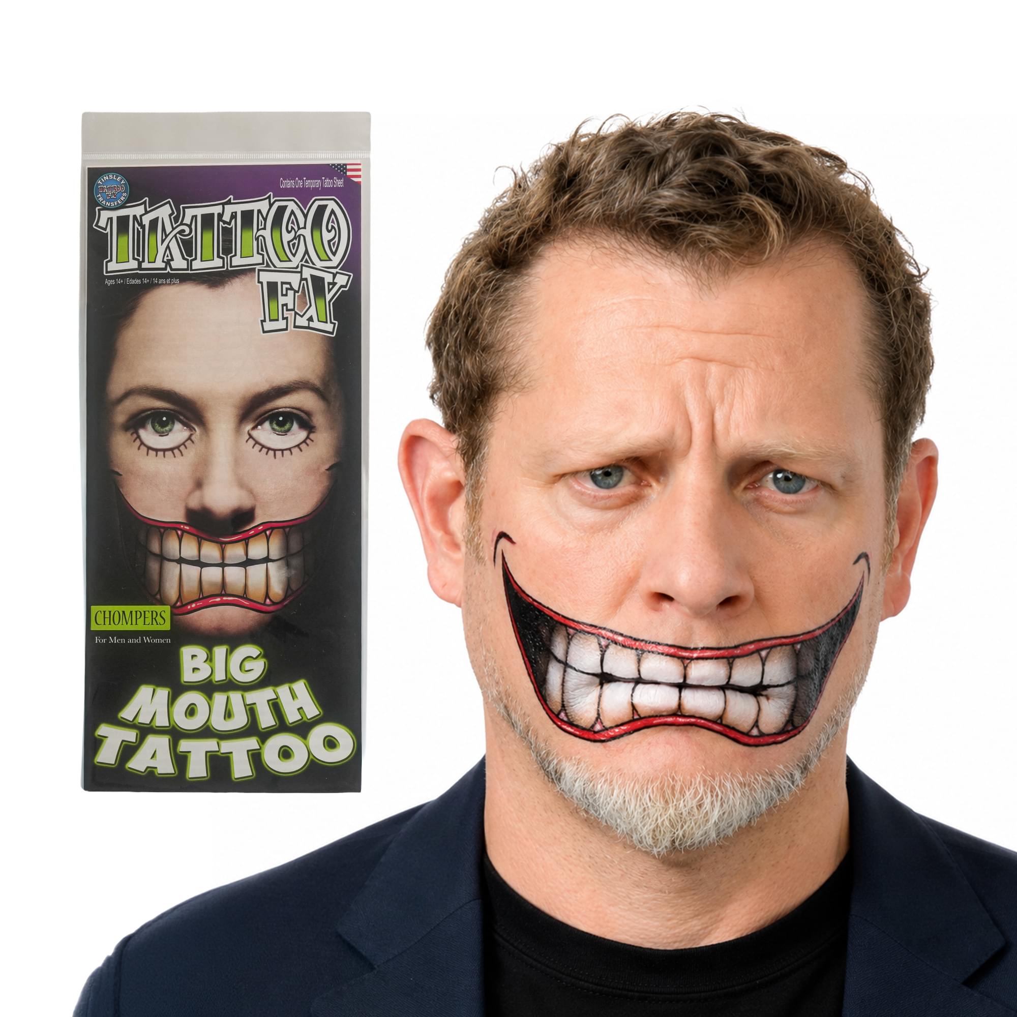 Chompers Big Mouth Costume Tattoo