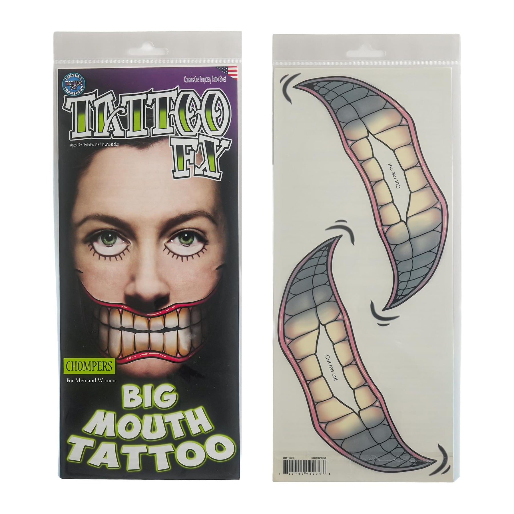 Chompers Big Mouth Costume Tattoo
