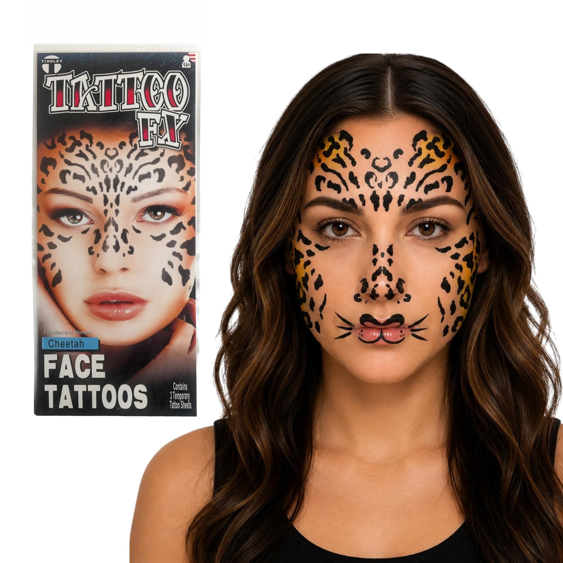 Csotume Face Tattoo: Cheetah