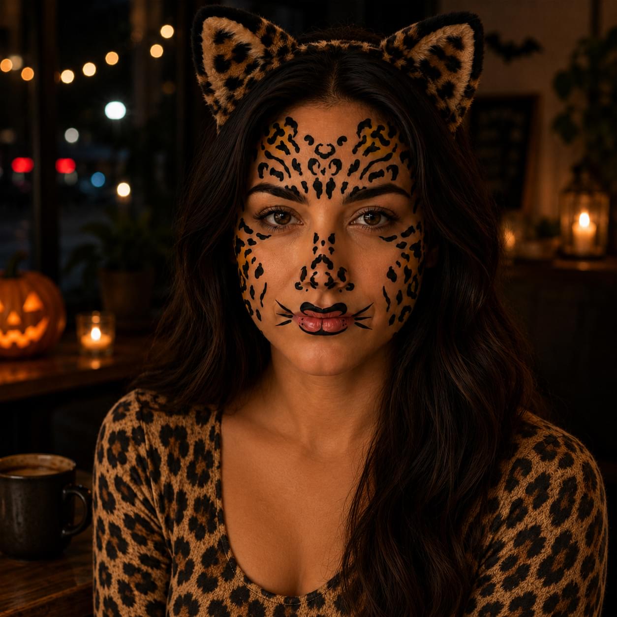 Csotume Face Tattoo: Cheetah